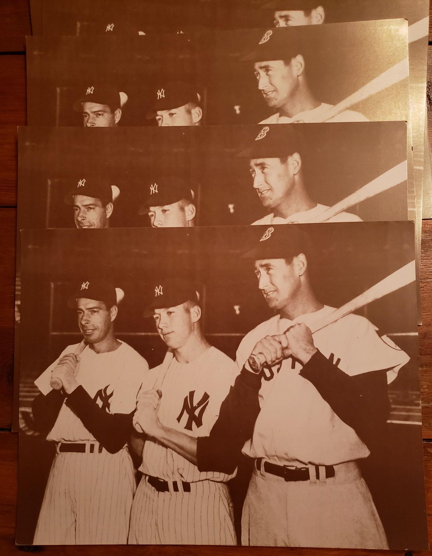 LOT OF 10 BASEBALL HOFER 11" X 14" POSTER CARDS: LOT OF 10 TED WILLIAMS/JOE DIMAGGIO/MICKEY MANTLE POSTER CARDS 11 X 14 BLANK BACK POSTER CARDS-TED WILLIAMS/JOE DIMAGGIO/MICKEY MANTLE TRIO