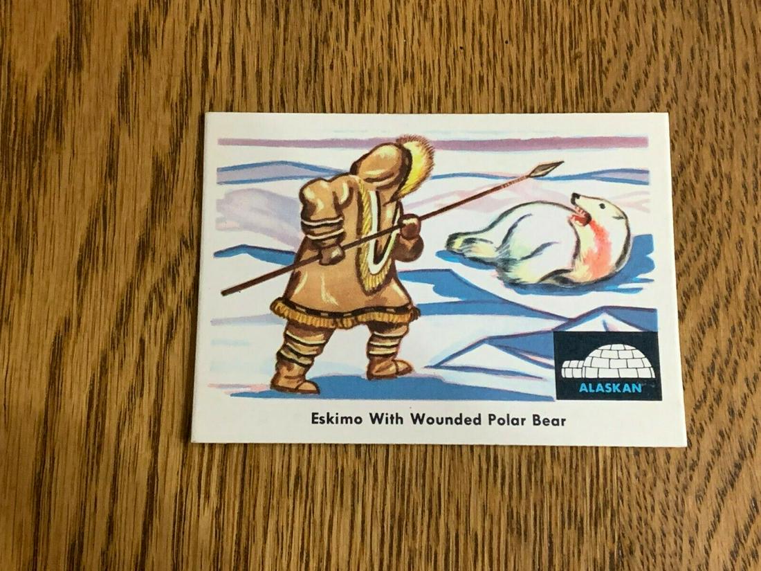 1959 Fleer Indian Trading Card #75 Eskimo With Wounded: 1959 Fleer Indian Trading Card #75 Eskimo With Wounded Polar Bear