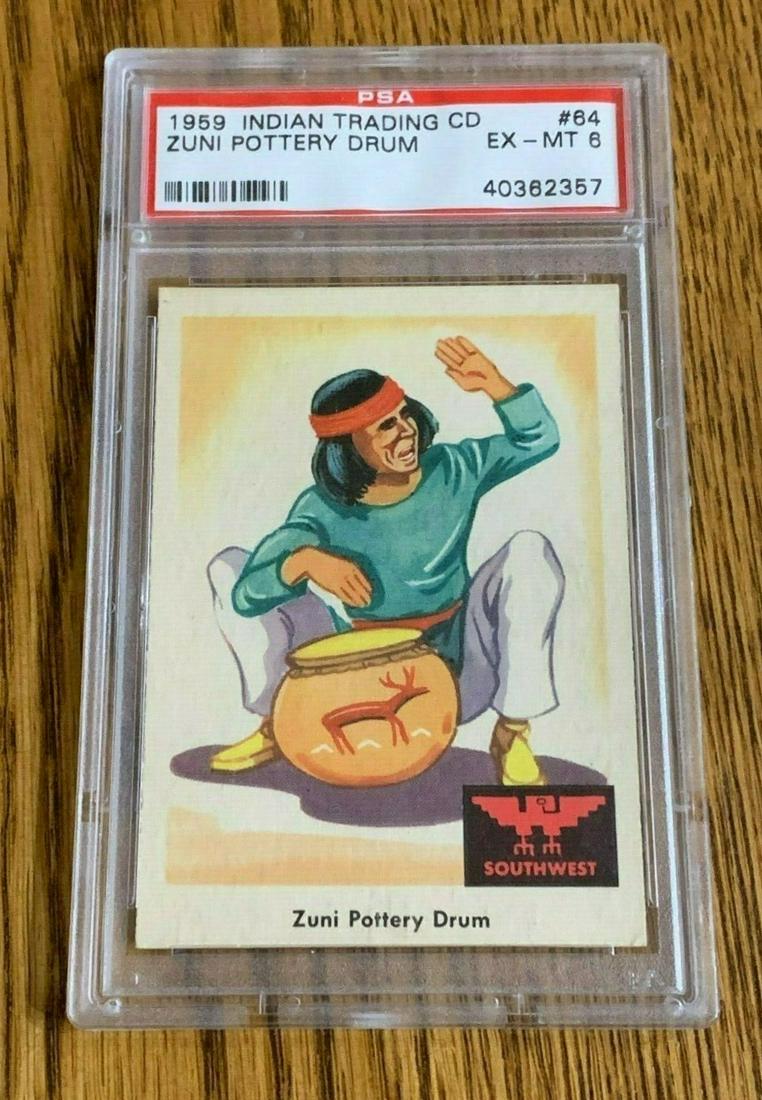 1959 Fleer Indian Trading Card #64 Zuni Pottery Drum - (1 of 2)