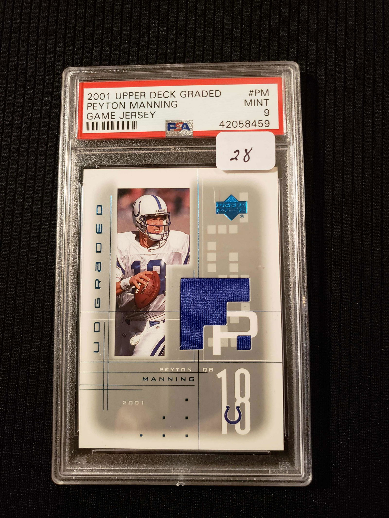 PSA GRADED PEYTON MANNING GAME WORN JERSEY RELIC CARD (1 of 2)