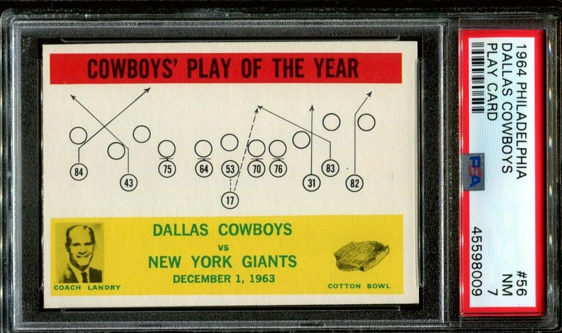 1964 PHILADELPHIA TOM LANDRY DALLAS COWBOYS PLAY CARD (1 of 2)