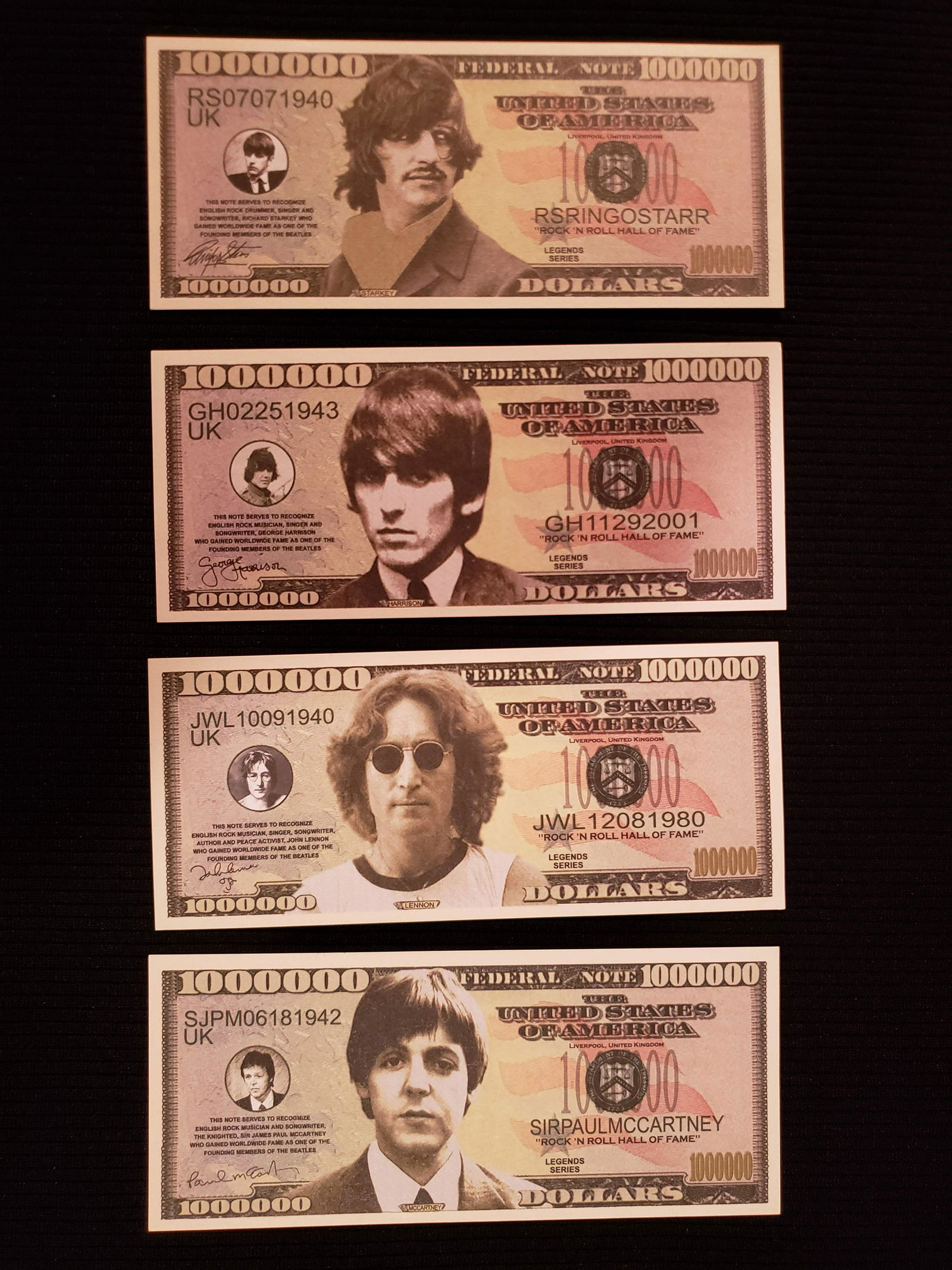 THE BEATLES MILLION DOLLAR FANTASY NOTES (1 of 2)