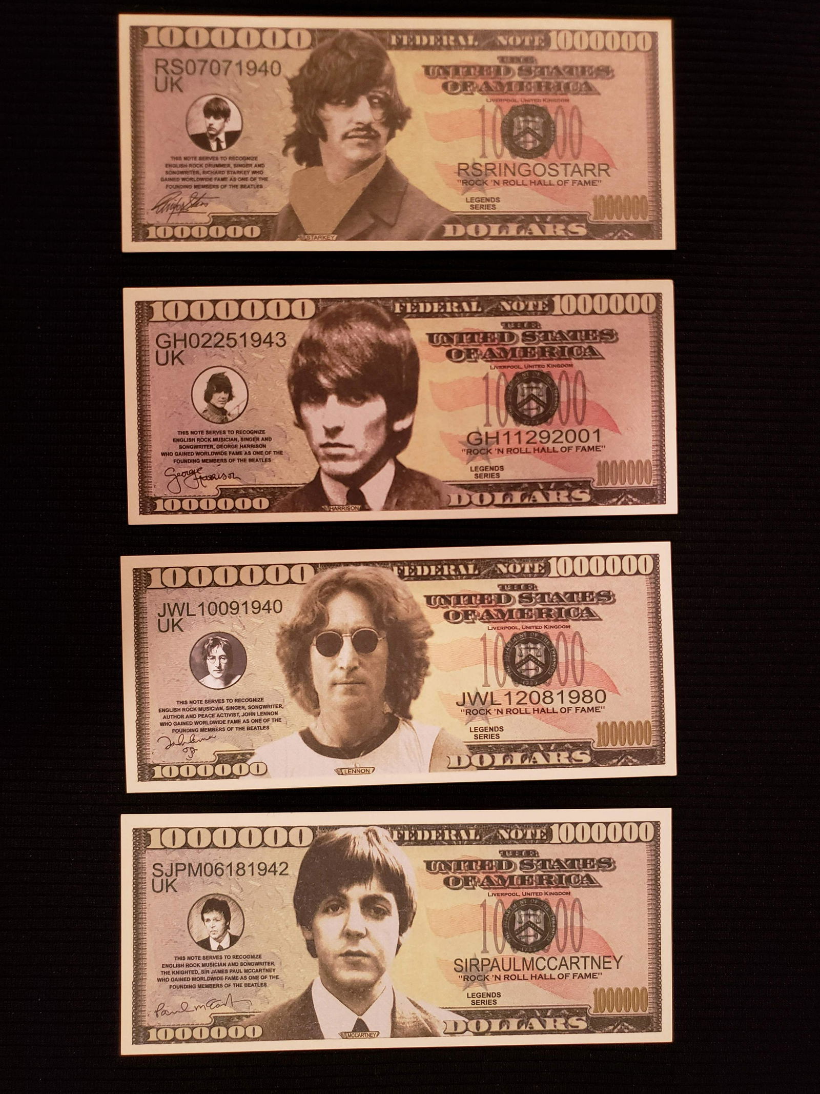 THE BEATLES MILLION DOLLAR FANTASY NOTES (1 of 2)