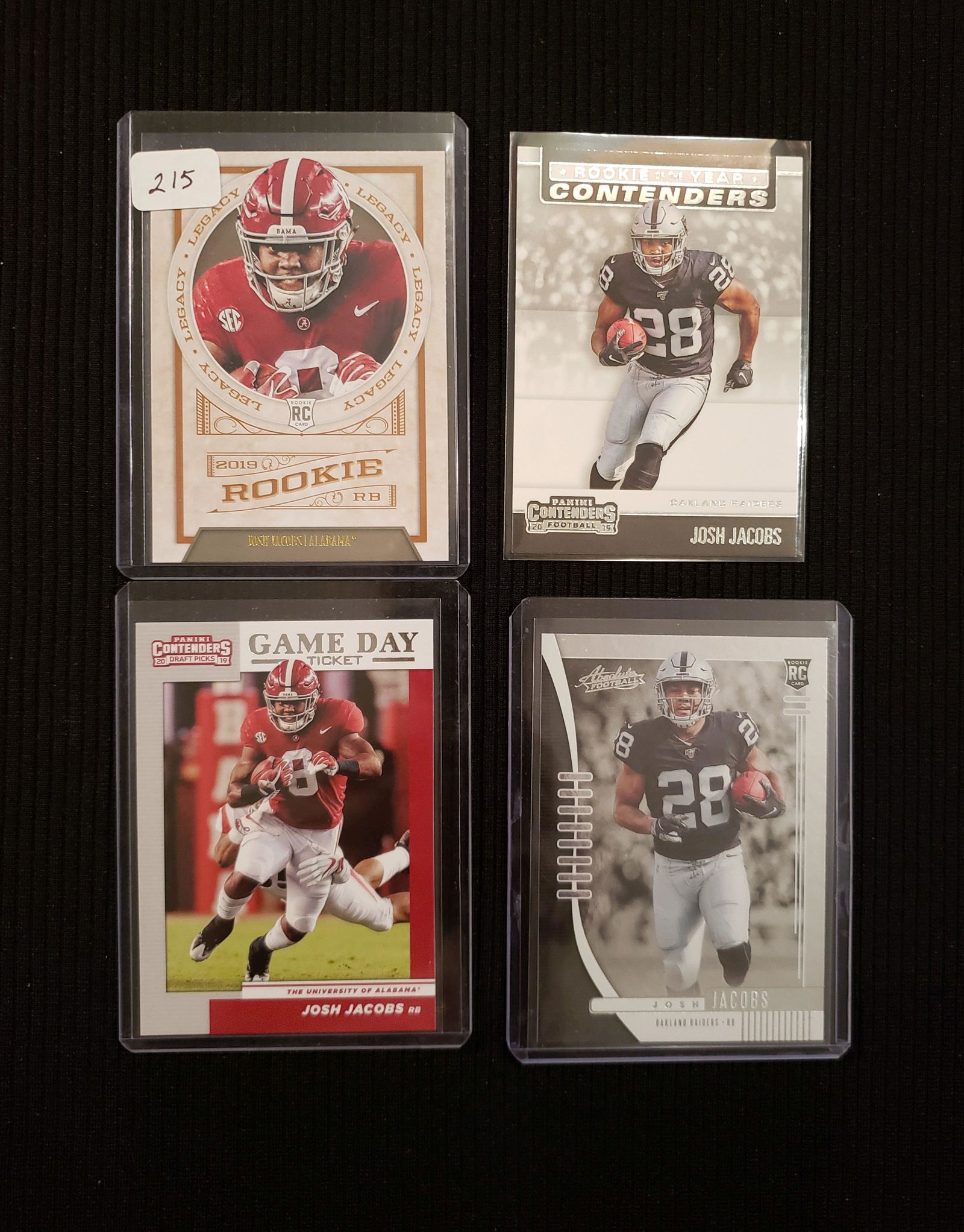 LOT OF 4 JOSH JACOBS ALABAMA/RAIDERS ROOKIE CARDS (1 of 1)