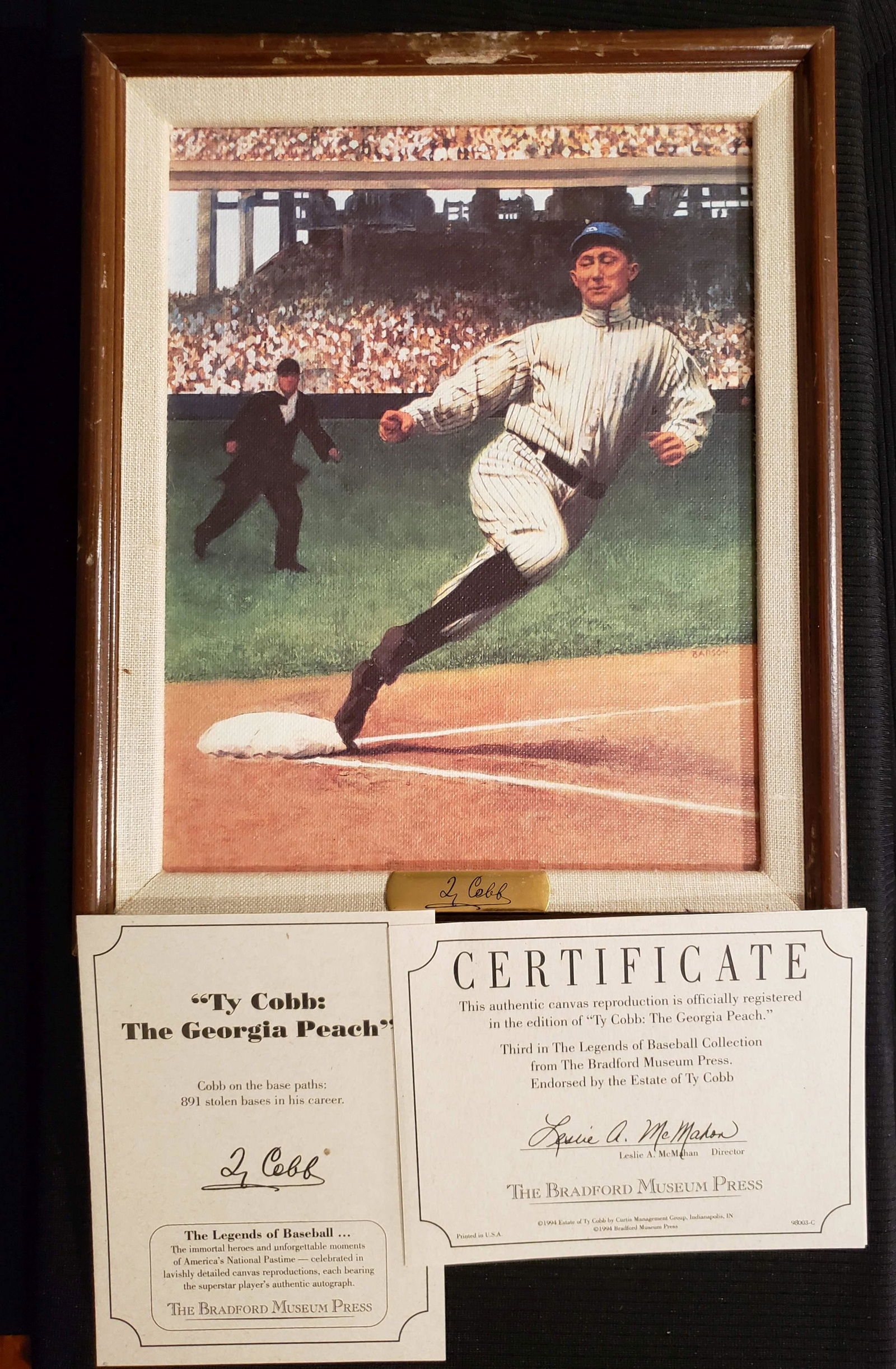 THE BRADFORD EXCHANGE TY COBB FRAMED CANVAS PRINT (1 of 3)