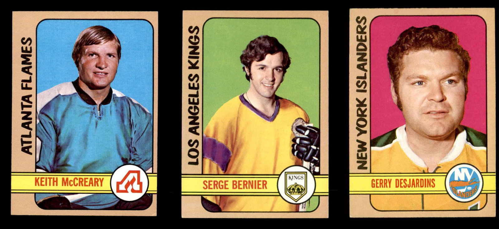 1972 TOPPS HOCKEY CARDS: #27 Keith McCreary, #36 Serge Bernier, #38 Gerry Desjardins 1972 Topps Hockey Cards