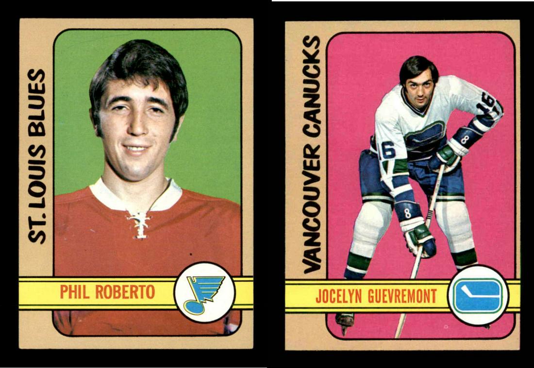 1972 TOPPS HOCKEY CARDS: #52 Phil Roberto, #75 Jocelyn Guevremont EXMT