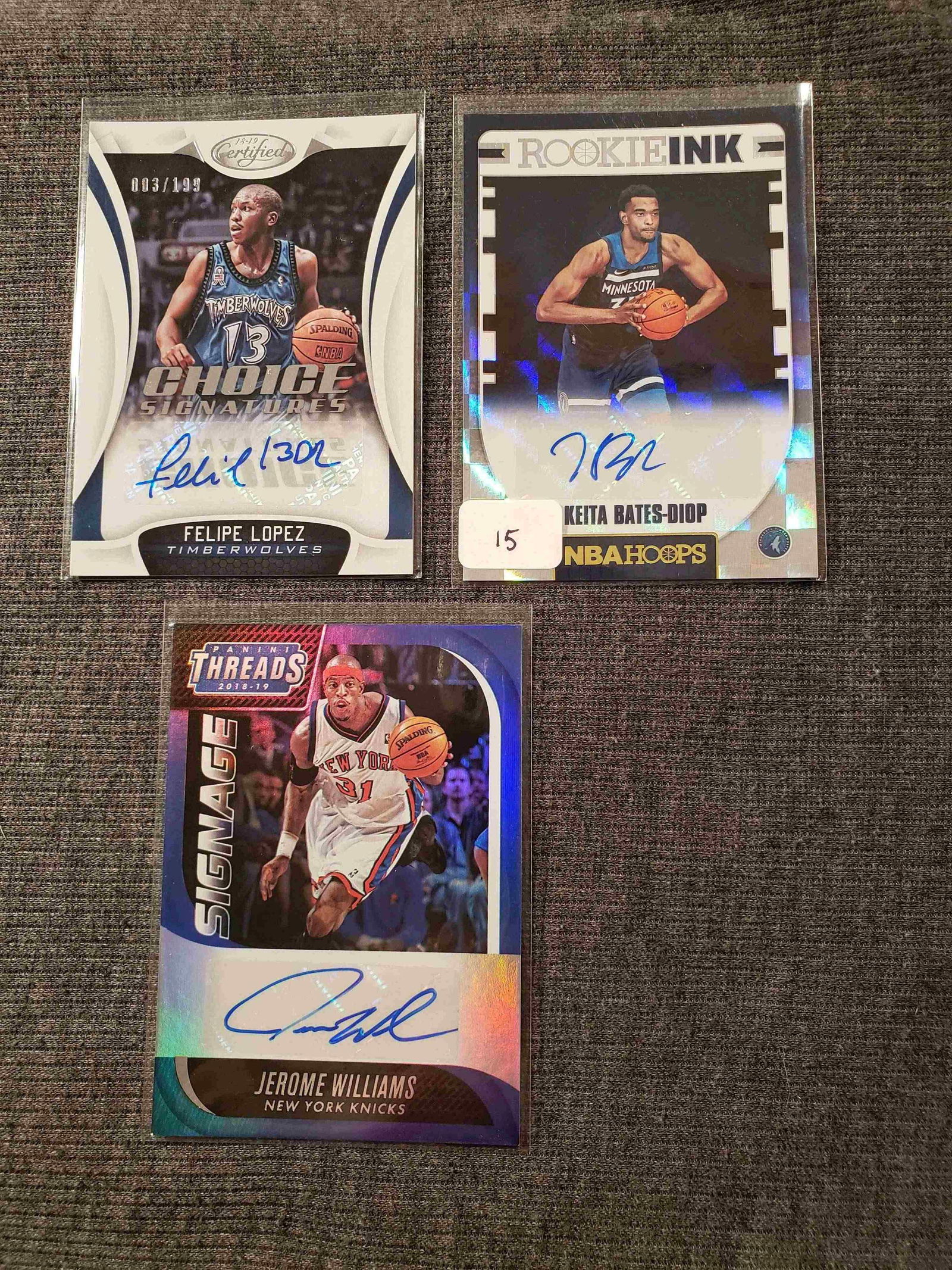 LOT OF 3 NBA BASKETBALL SIGNATURE CARDS (1 of 1)