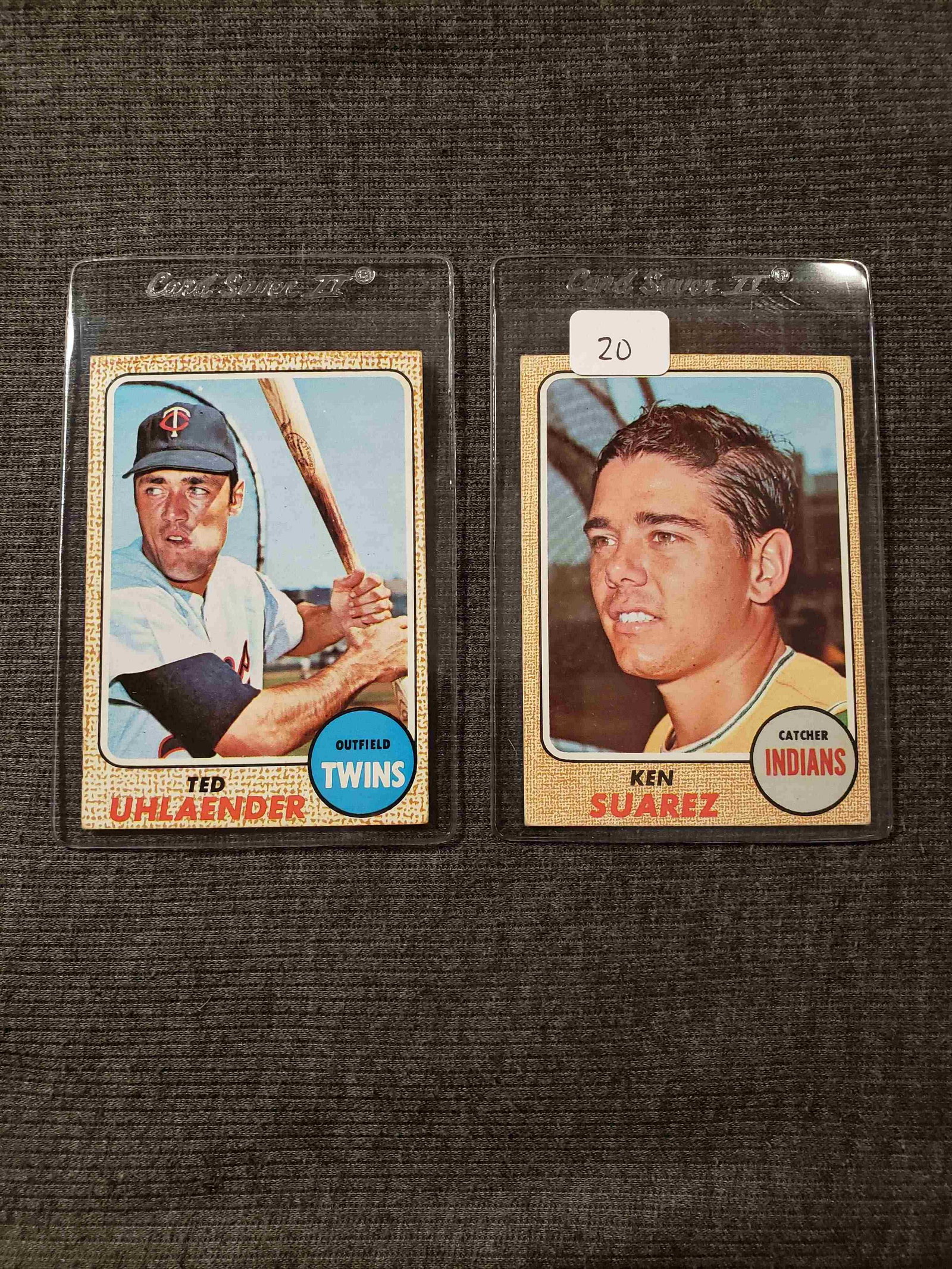 1968 TOPPS BASEBALL CARDS EX+: KEN SUAREZ #218, TED UHLAENDER #28
