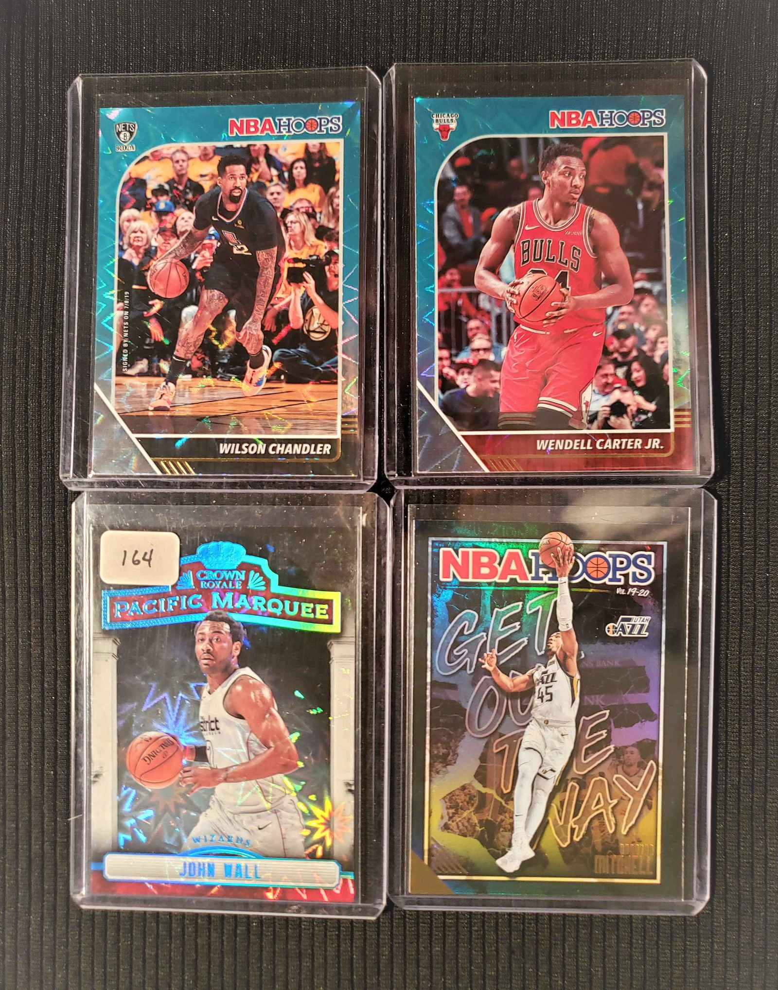 LOT OF 4 BASKETBALL INSERT/PARALLELS/SPS: JOHN WALL PACIFIC MARQUEE, DONOVAN MITCHELL GET OUT OF THE WAY!