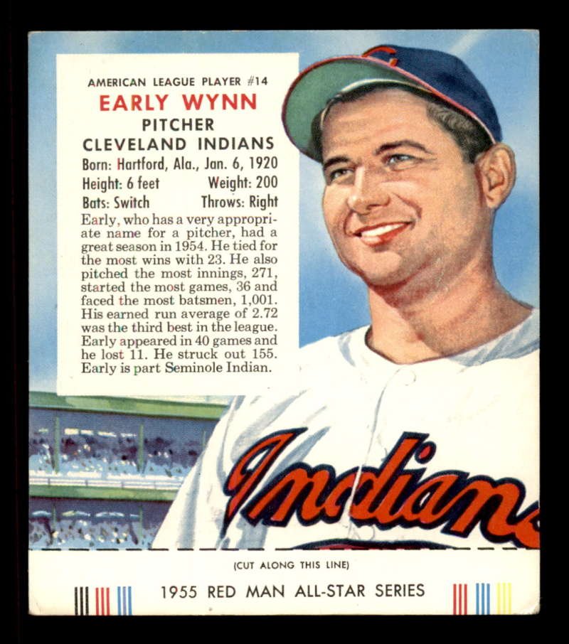 1955 Red Man BASEBALL CARD Early Wynn INDIANS (1 of 2)