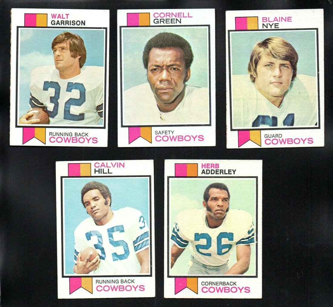 1973 TOPPS FOOTBALL DALLAS COWBOYS LOT: COWBOYS LOT 1973 TOPPS CALVIN HILL, WALT GARRISON, BLAINE NYE, CORNELL GREEN, HERB ADDERLEY