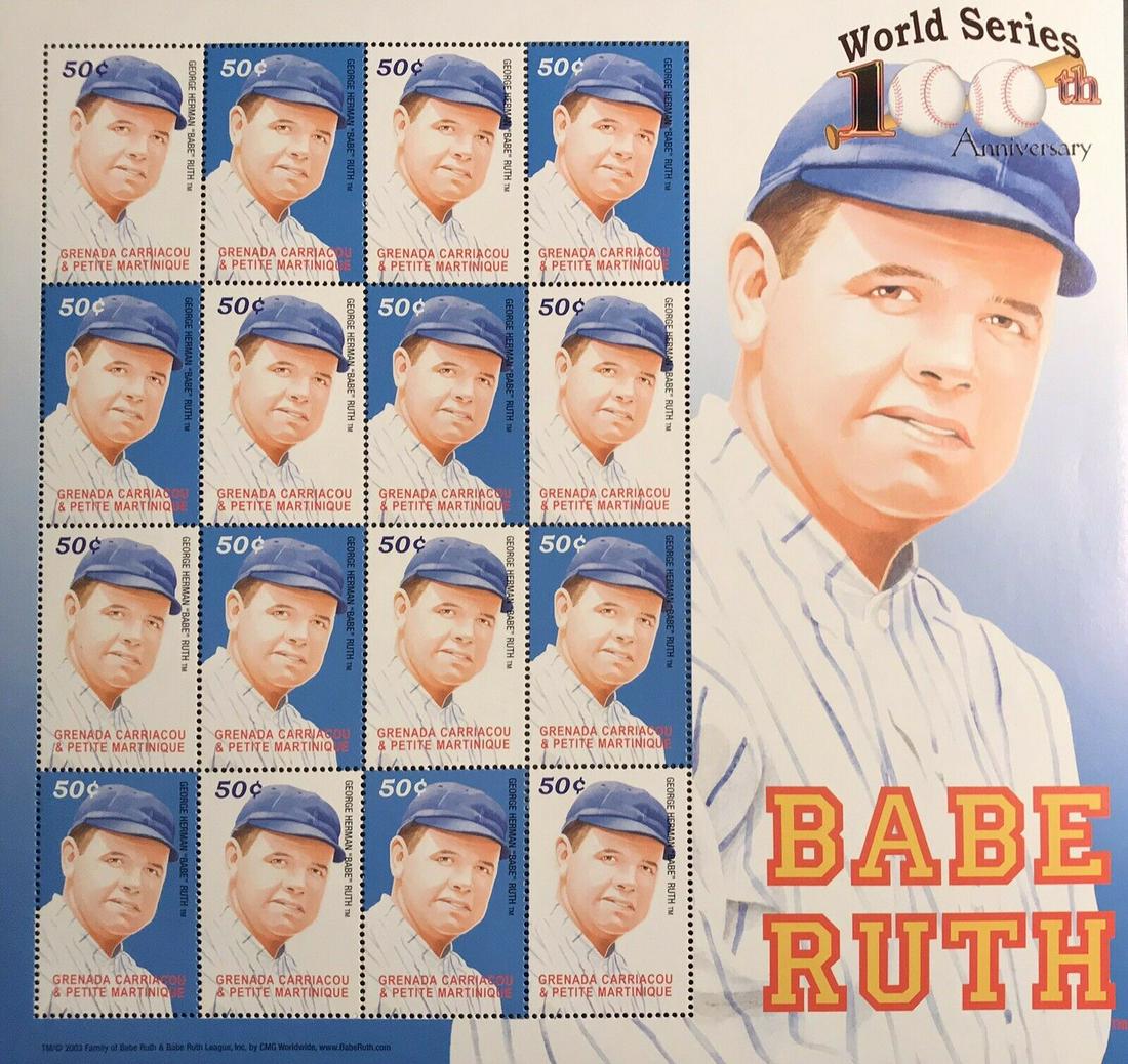 BABE RUTH COMMEMORATIVE MINT STAMP SHEET (1 of 1)