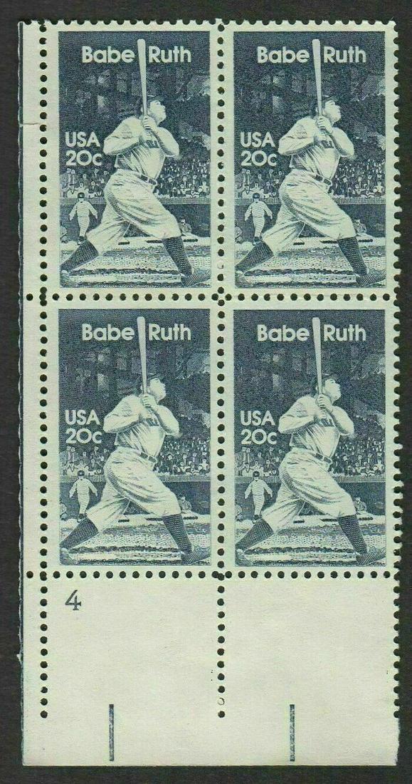 BABE RUTH MINT PLATE BLOCK US SCOTTS #2046 (1 of 1)