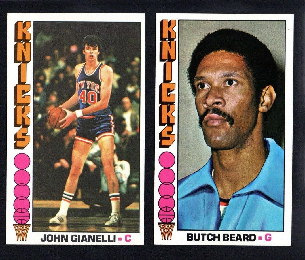 NEW YORK KNICKERBOCKERS VINTAGE BASKETBALL: NEW YORK KNICKS LOT 1976-77 TOPPS #6 BUTCH BEARD #117 JOHN GIANELLI NM-MINT