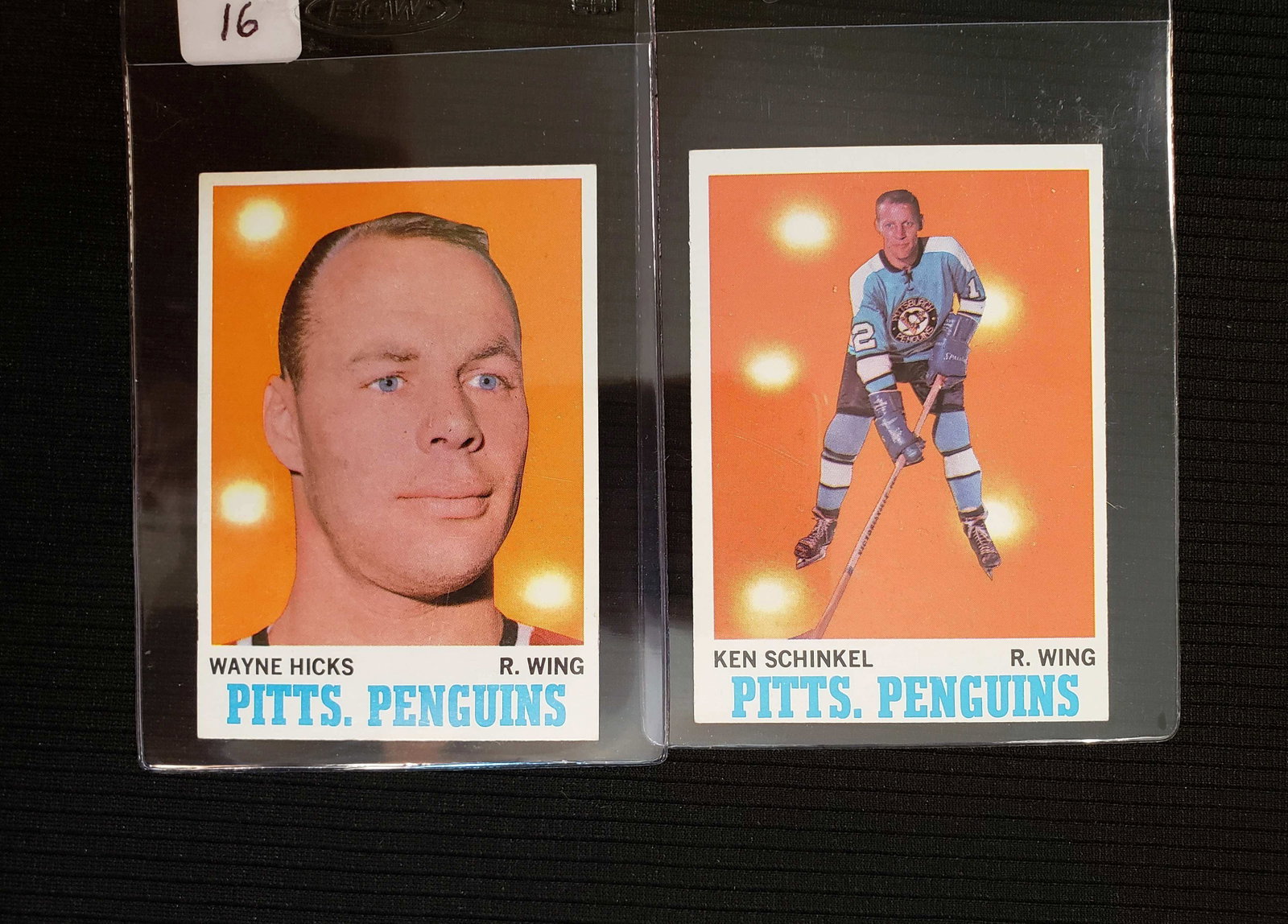 1970-71 TOPPS HOCKEY CARDS EX+ OR BETTER: LOT OF 2 PITTSBURGH PENGUINS CARDS #92, 95