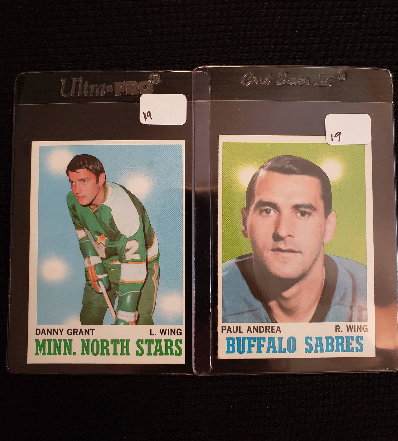 1970-71 TOPPS HOCKEY CARDS EX+ OR BETTER: LOT OF 2 PITTSBURGH PENGUINS CARDS #92, 98