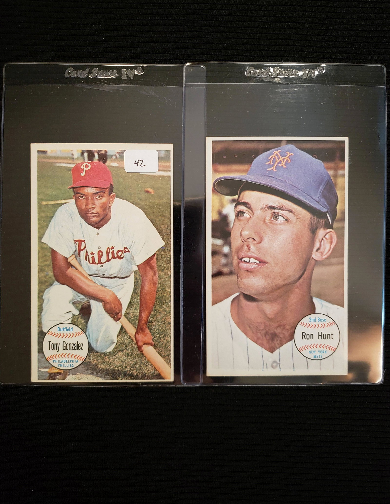 LOT OF 2 TOPPS GIANTS 1964 JUMBO CARDS: TONY GONZALEZ PHILLIES AND RON HUNT METS