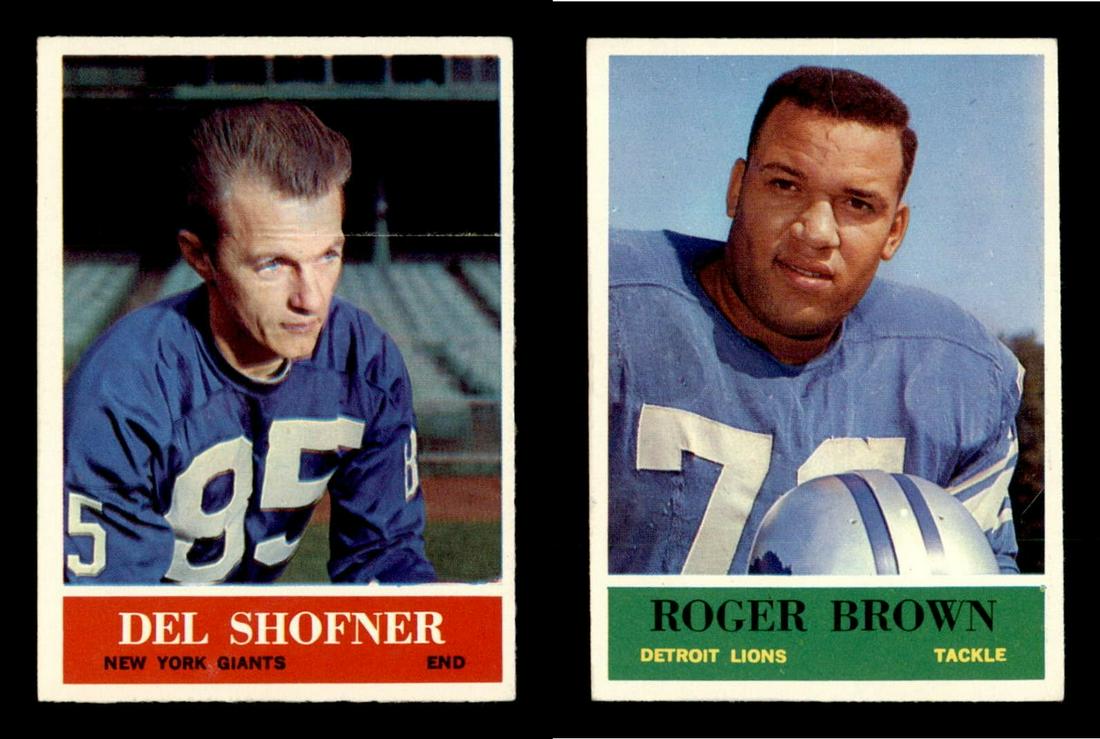 1964 Philadelphia GUM CO. VINTAGE FOOTBALL CARDS: 1964 Philadelphia #123 Del Shofner NEW YORK GIANTS, #58 Roger Brown DETROIT LIONS
