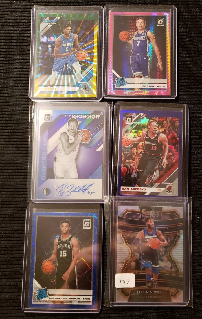 LOT OF 6 BASKETBALL PRIZMS, AUTOS AND SHORT PRINTS: MO BAMBA GREEN SUNBURST, KYLE GUY PINK HYPER PRIZM, JAYLEN NOEL SILVER SELECT