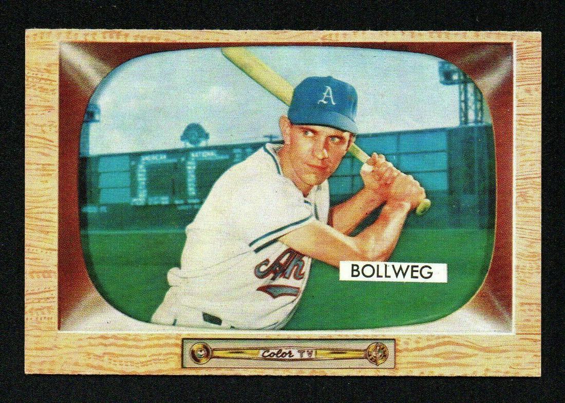 1955 BOWMAN #54 DON BOLLWEG A'S: 1955 BOWMAN #54 DON BOLLWEG ATHLETIC NEAR MINT SHARP CORNERS NICE CARD