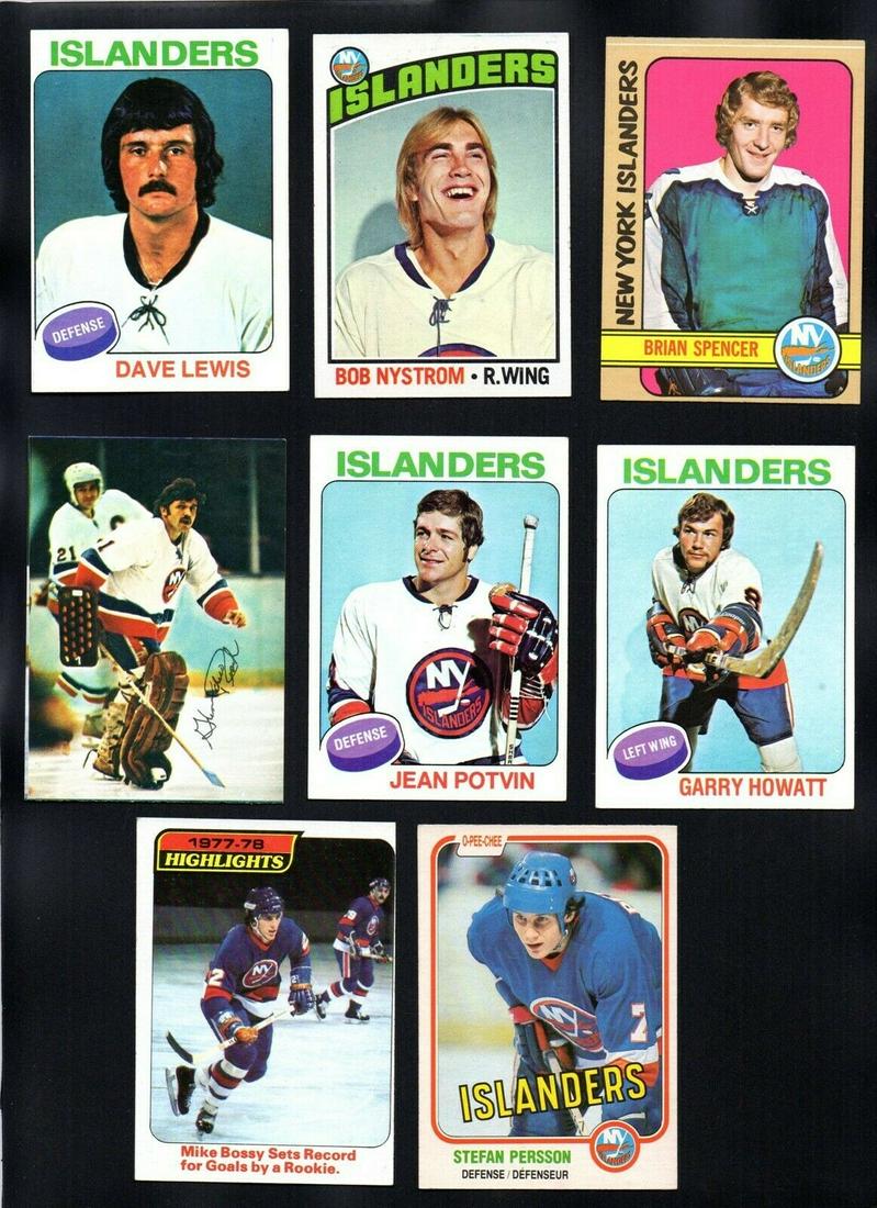 VINTAGE NEW YORK ISLANDERS HOCKEY CARDS: 8 COUNT ISLANDERS LOT OF 1970'S AND 80'S TOPPS/OPC CARDS VGEX+ AND BETTER