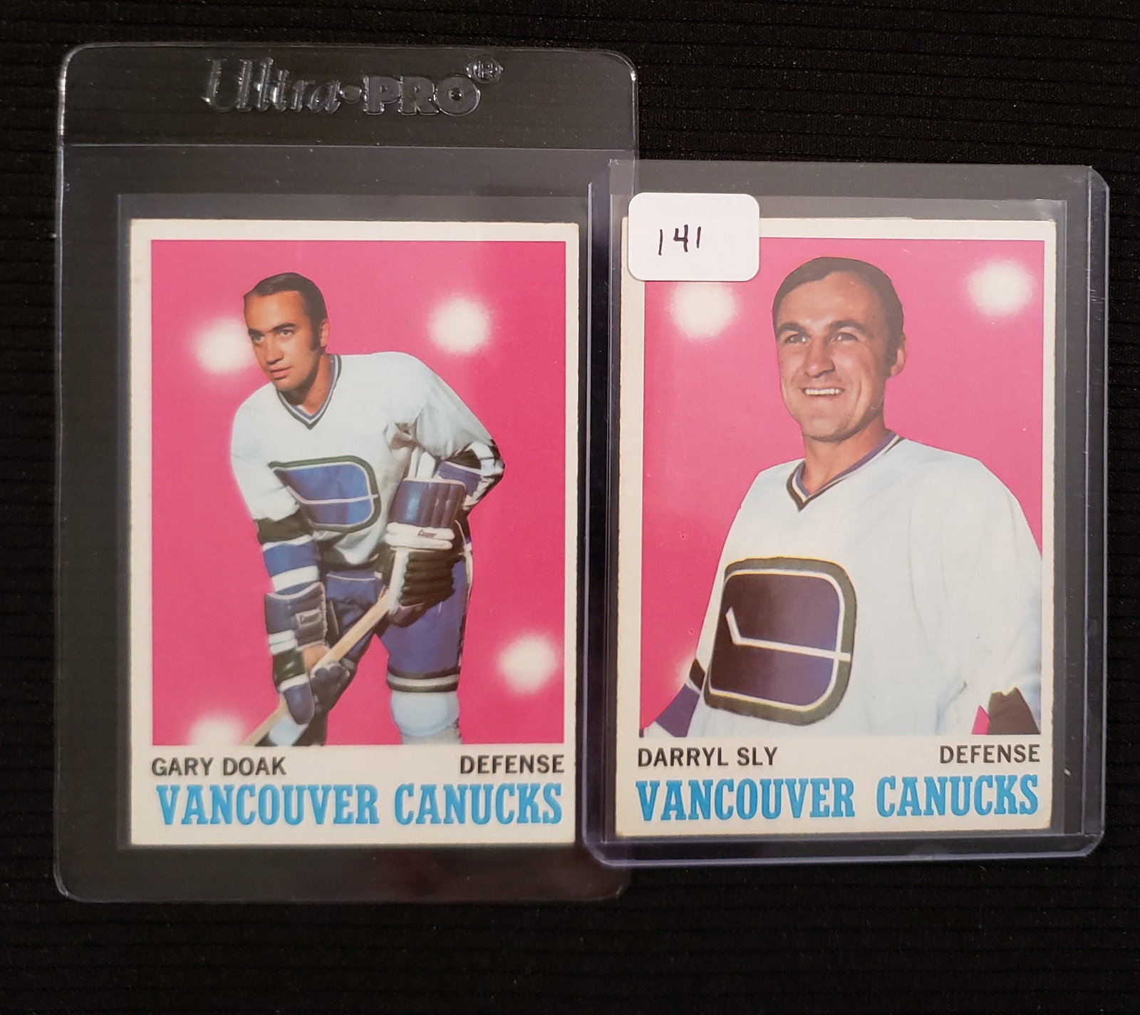 1970 TOPPS HOCKEY CARDS IN EX+/NRMT: DARRYL SLY AND GARY DOAK VANCOUVER CANUCKS