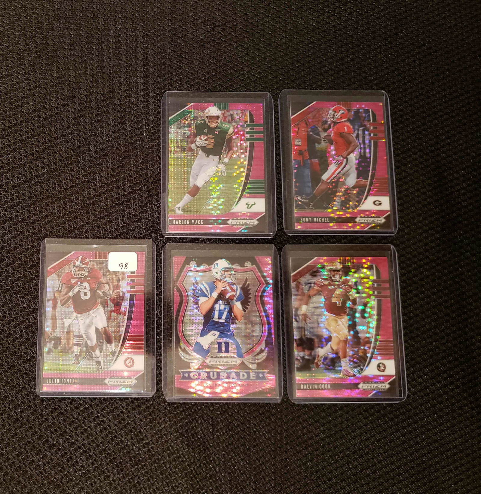 2020 PRIZM DRAFT PICKS PINK PULSAR PARALLEL LOT: LOT OF 5 PINK PULSAR SPS JULIO JONES ALABAMA, DANIEL JONES DUKE,