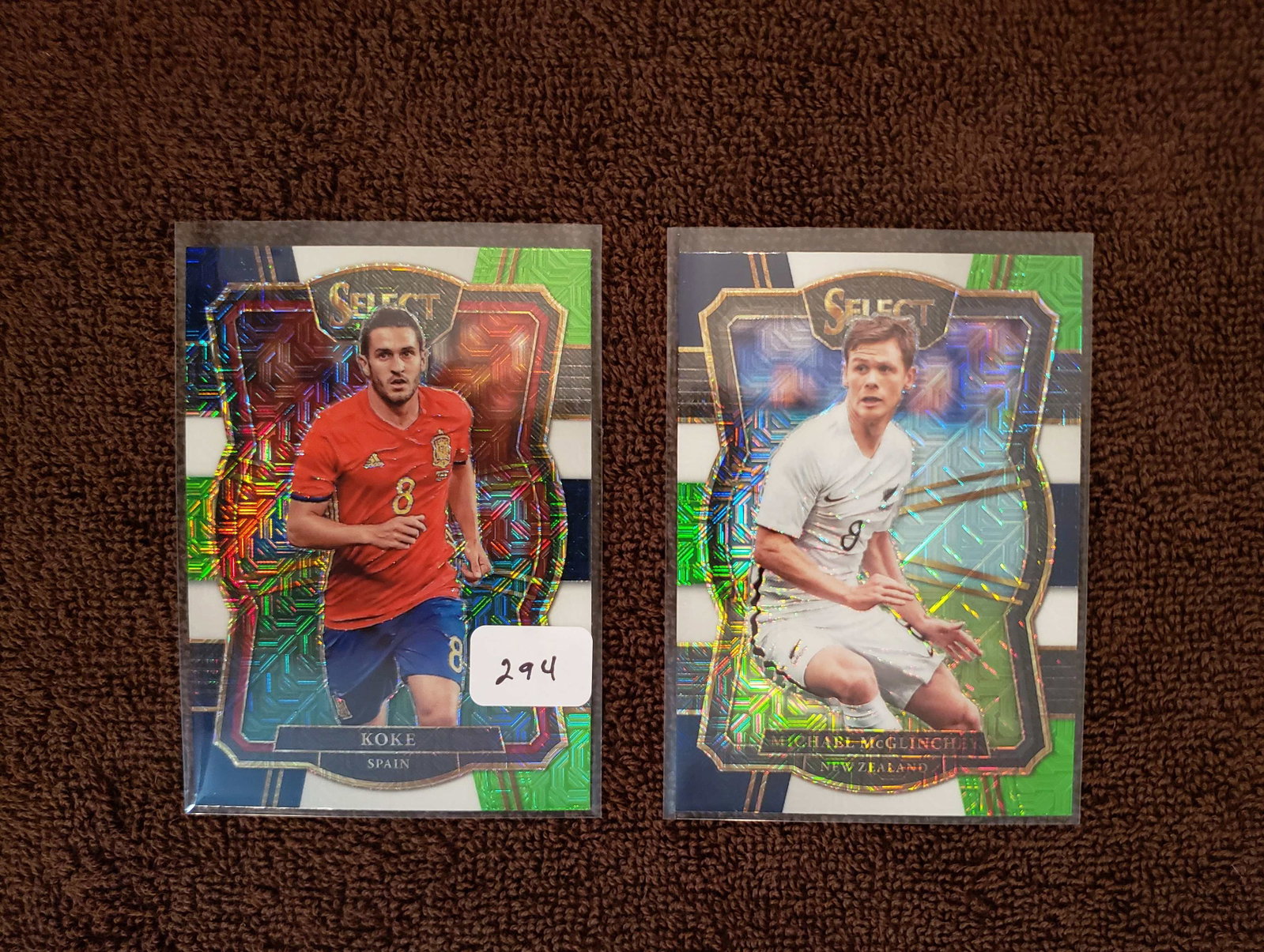 2017-18 PRIZM SELECT SOCCER TRI-COLOR PRIZMS: KOKE-SPAIN AND MICHAEL MCGLINCHEY NEW ZEALAND PRIZM SPS