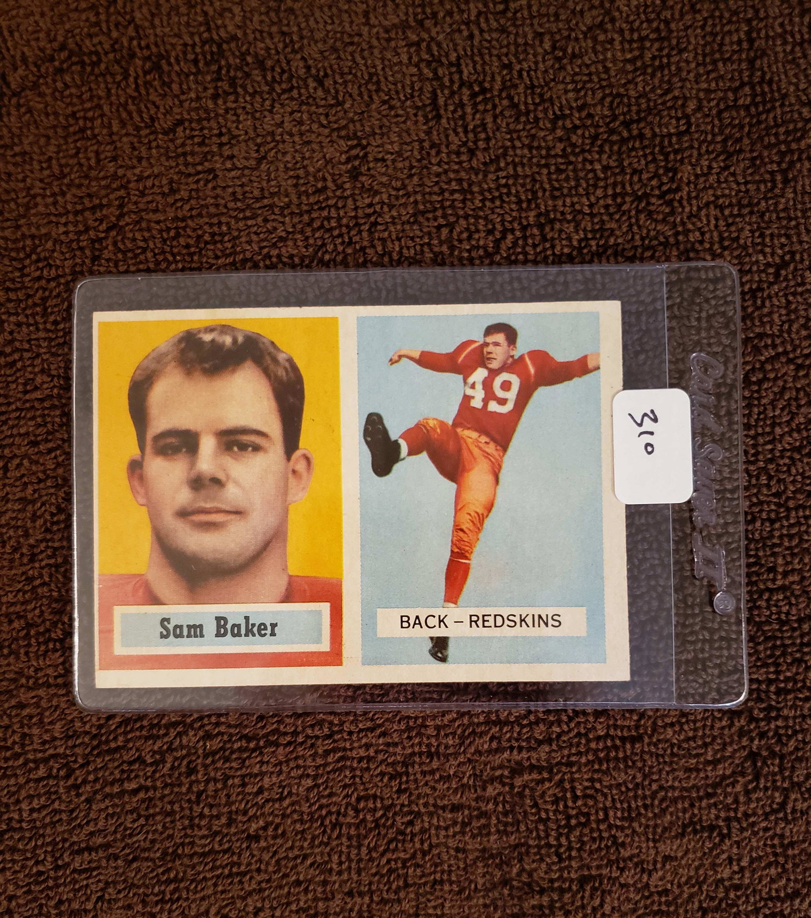 1957 TOPPS FOOTBALL #72 SAM BAKER EX+: 1957 TOPPS FOOTBALL #72 SAM BAKER WASH. REDSKINS EX+