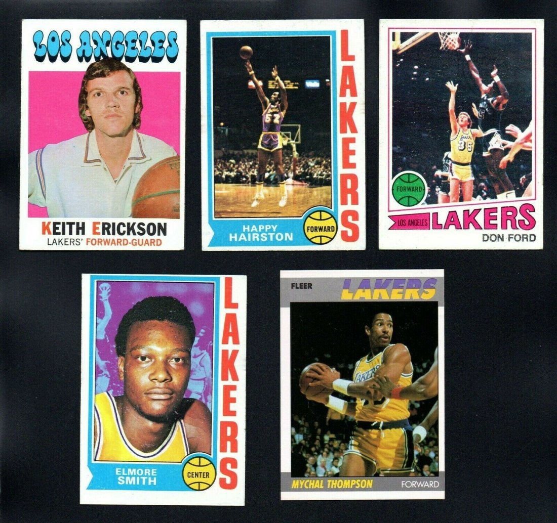 1970'S-80'S VINTAGE LAKERS BASKETBALL CARDS: 1970'S TOPPS 87-88 FLEER-HAIRSTON, THOMPSON, FORD, SMITH, ERICKSON
