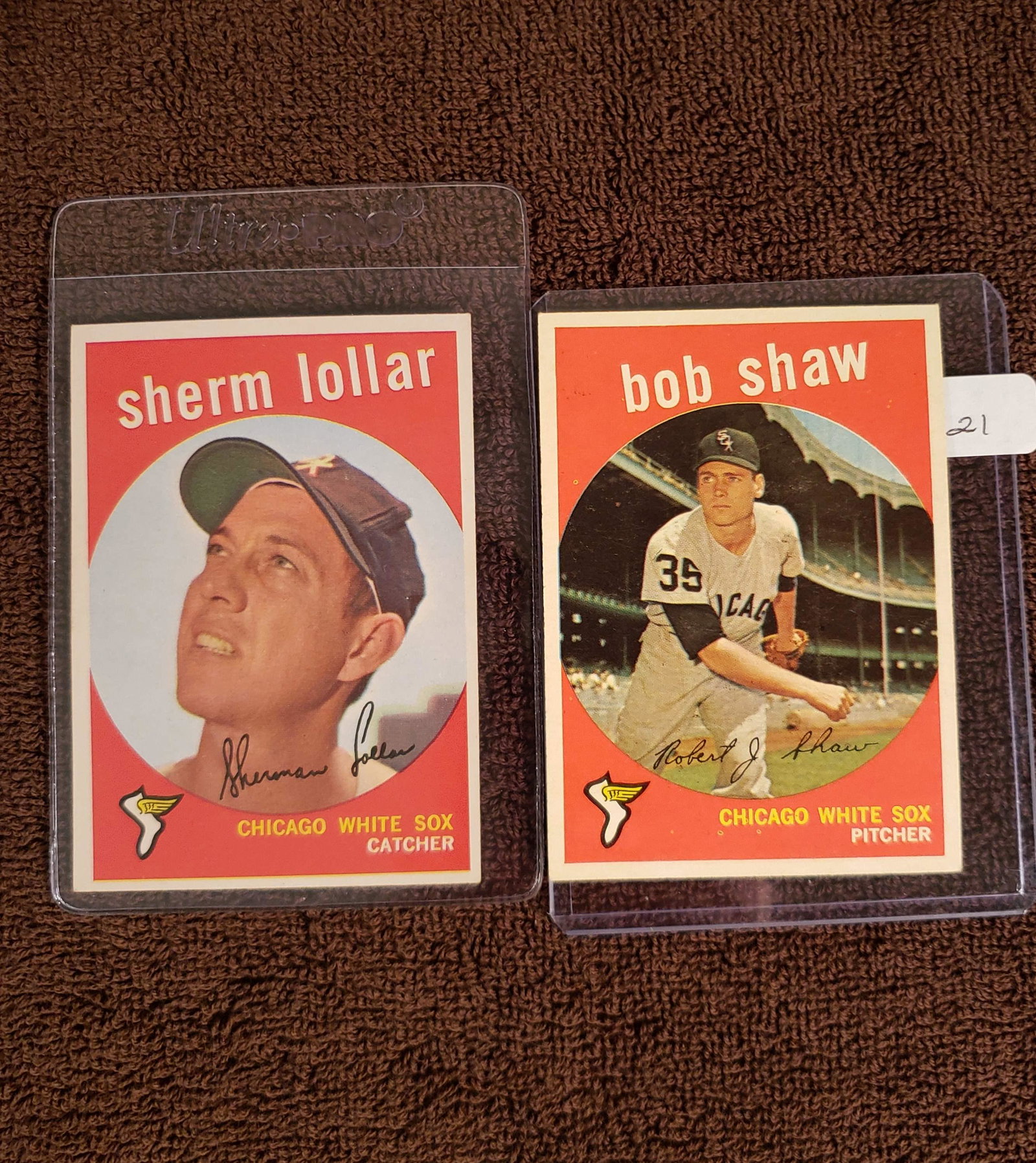 BETTER GRADE 1959 TOPPS BASEBALL CARDS EXMT: CHICAGO WHITE SOX #159 BOB SHAW, #385 SHERM LOLLAR EXMT