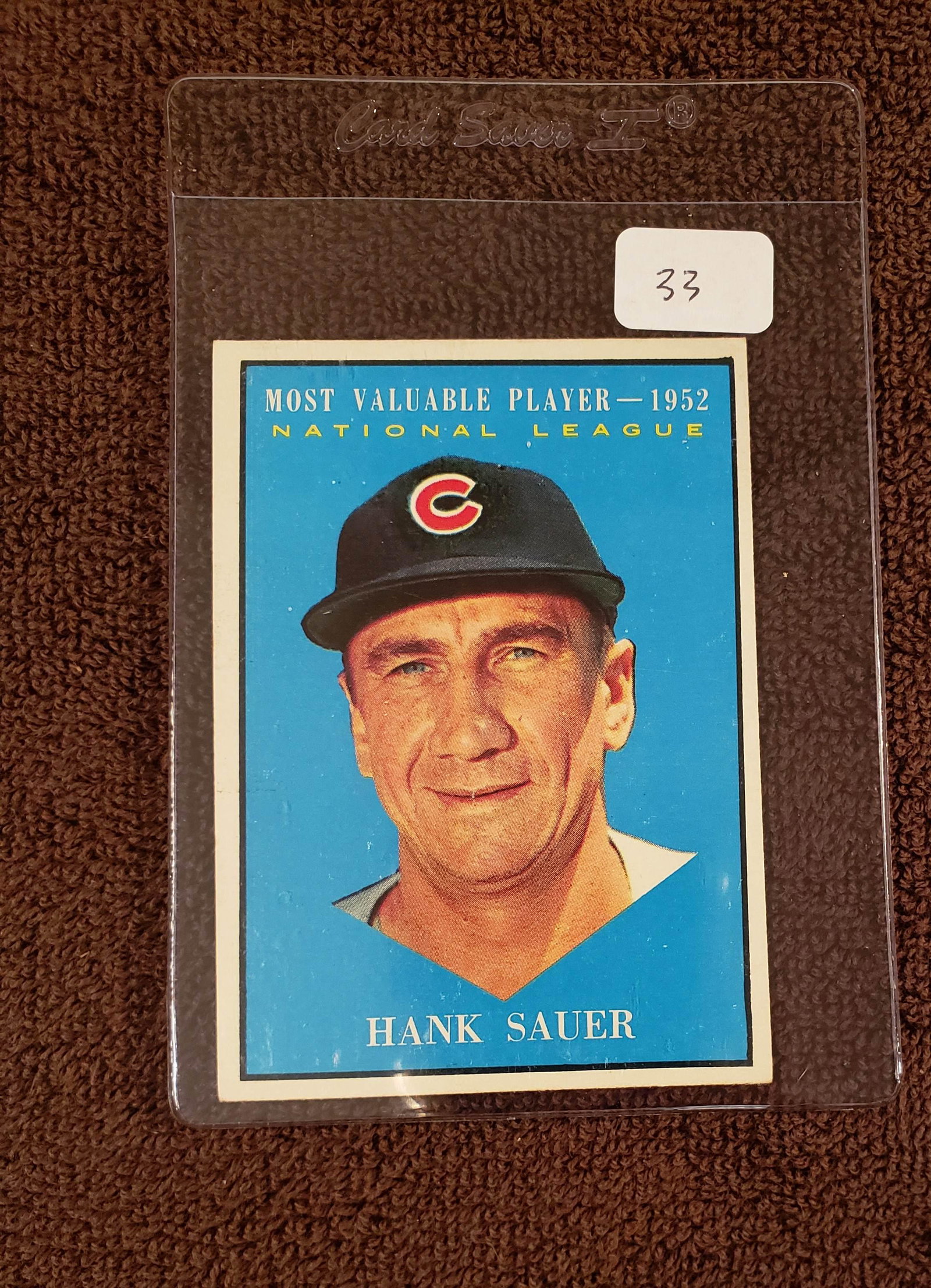 1961 TOPPS MVP 1952 HANK SAUER CHI. CUBS EXCELLENT: 1961 TOPPS MVP 1952 HANK SAUER CHI. CUBS EXCELLENT