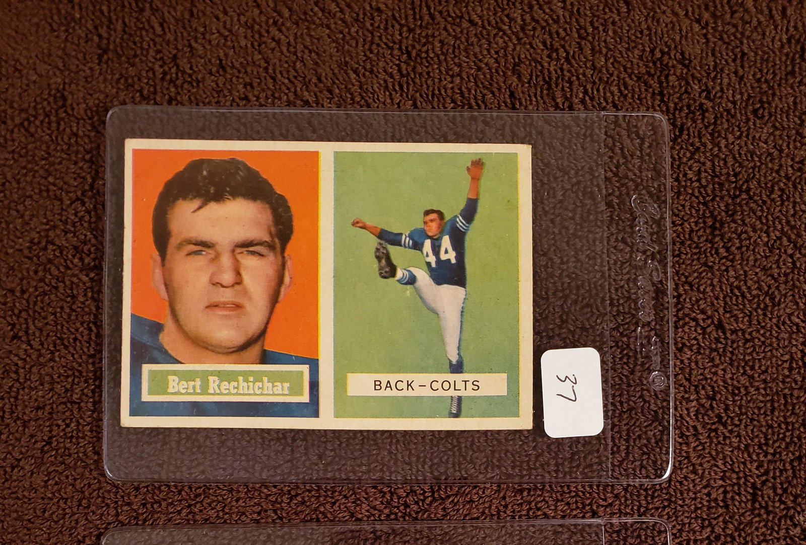1957 TOPPS FOOTBALL ##41 BERT RECHICHAR BALT. COLTS: 1957 TOPPS FOOTBALL #41 BERT RECHICHAR BALT. COLTS