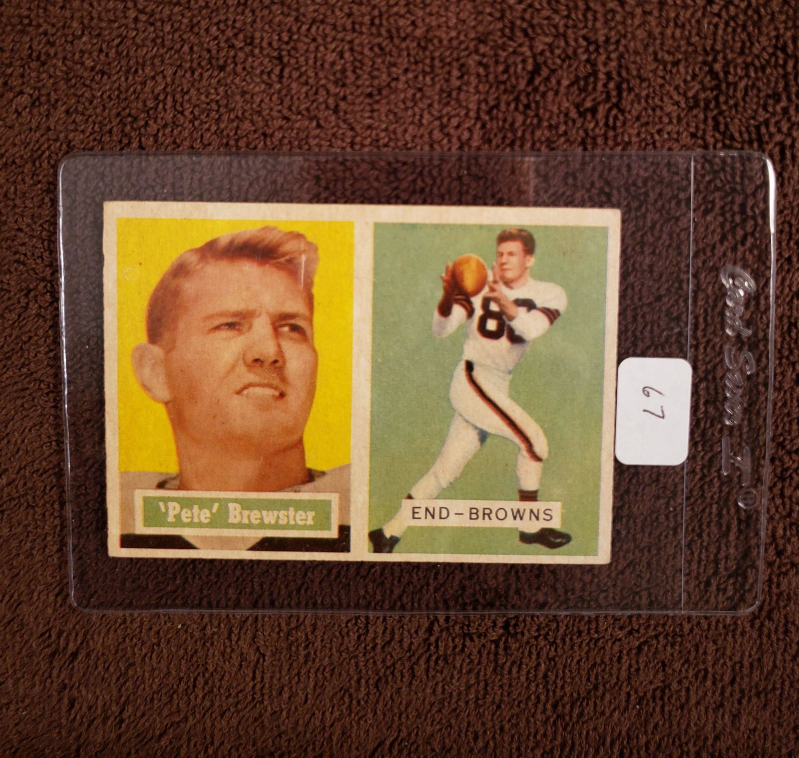 VINTAGE 1957 TOPPS FOOTBALL CARDS: DARRELL "PETE" BREWSTER CLEVE. BROWNS CARD #40