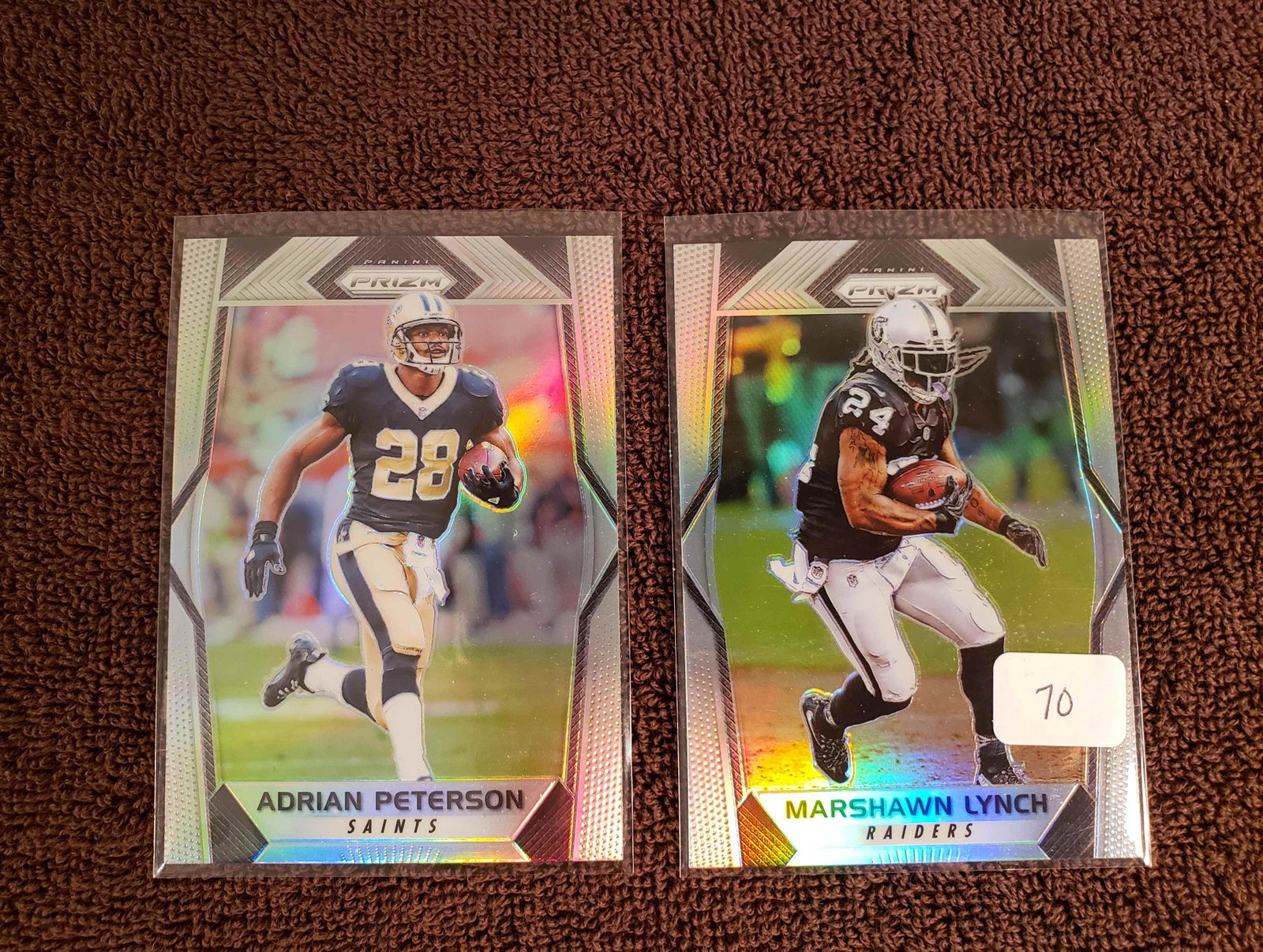MARSHAWN LYNCH & ADRIAN PETERSON SILVER PRIZM SHORT: 2017 PANINI PRIZM FOOTBALL SILVER PRIZM SPS