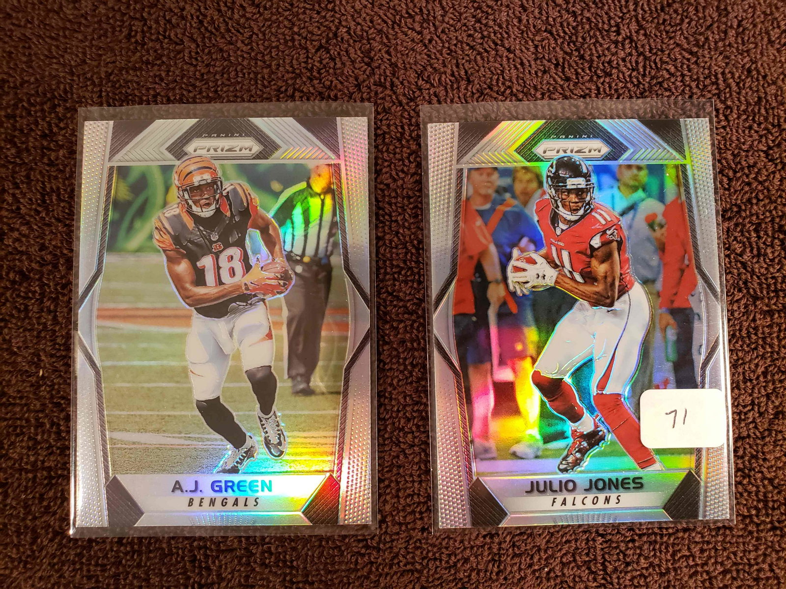 JULIO JONES AND AJ GREEN SILVER PRIZM SHORT PRINTS: 2017 PANINI PRIZM FOOTBALL SILVER PRIZM SPS