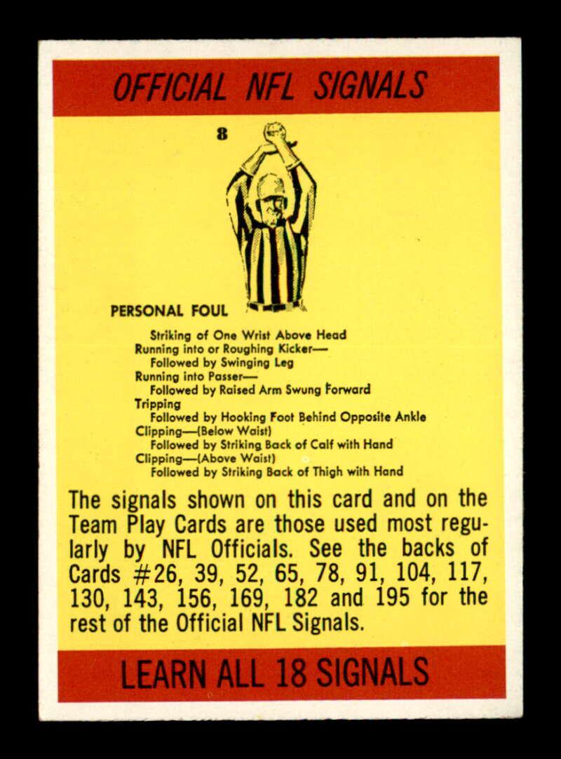 VINTAGE 1966 Philadelphia Gum Co. NFL FOOTBALL CARDS: 1966 Philadelphia #196 Referee Signals CARD