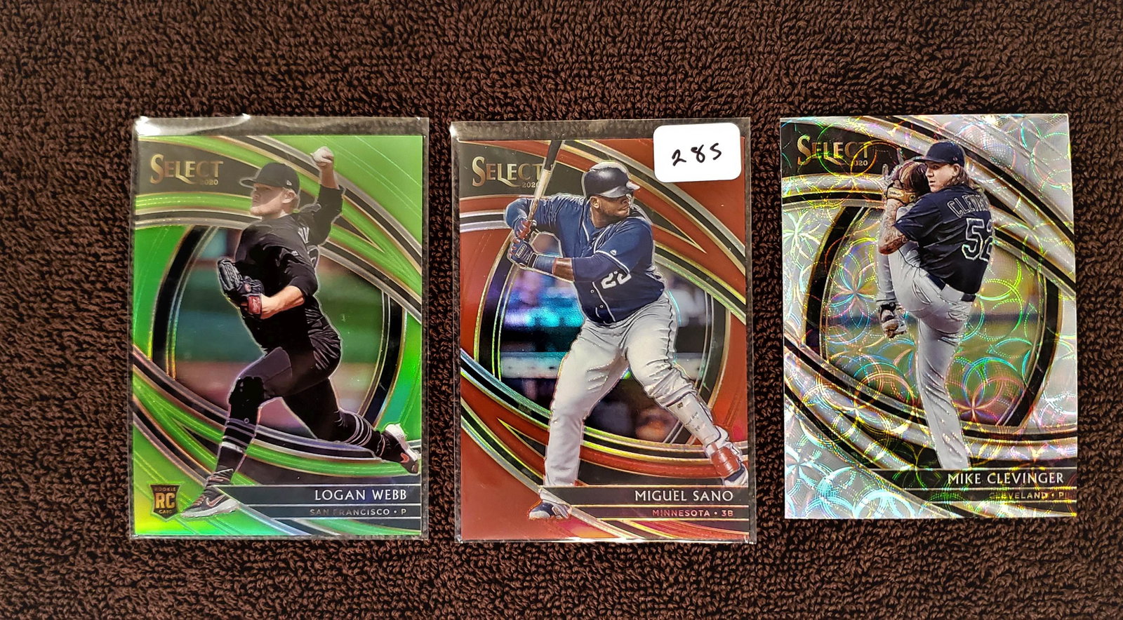 2020 Panini Select PARALLEL Prizm SHORT PRINTS: MIGUEL SANO RED 040/199, LOGAN WEBB ROOKIE GREEN 58/99