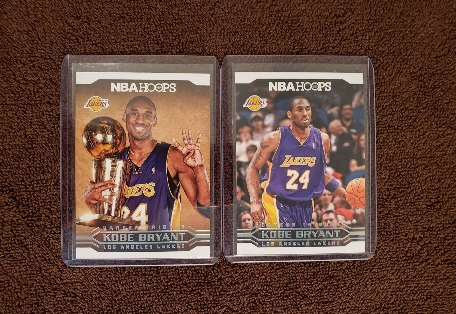 PANINI HOOPS KOBE BRYANT CAREER TRIBUTE CARDS: RIP BLACK MAMBA LOT OF 2 CARDS CHECK OUT THE DOCUMENTARY TONIGHT ON ESPN