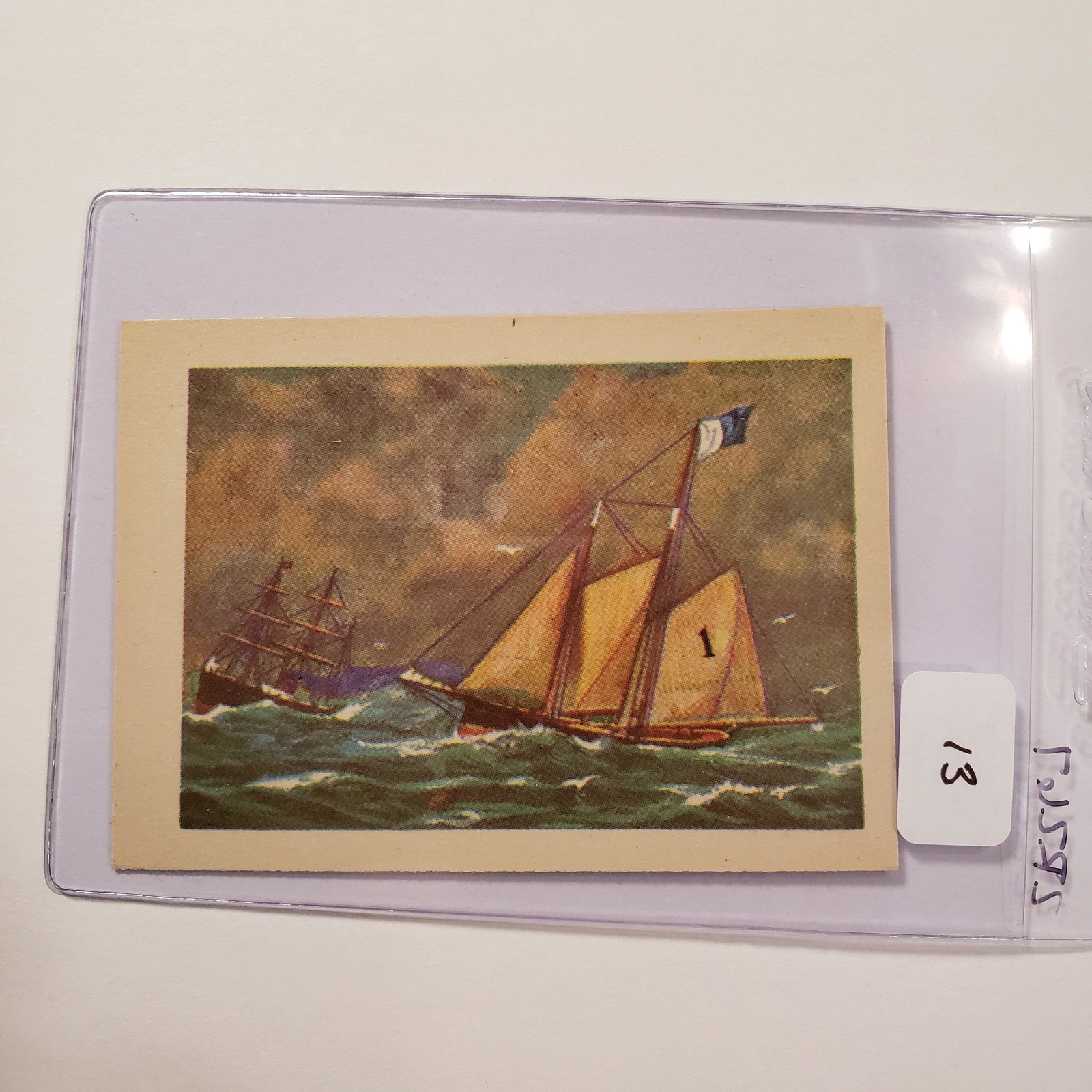 HIGH GRADE 1956 ADVENTURE GUM TRADING CARD: 1866 PILOT SHIPS CARD #53
