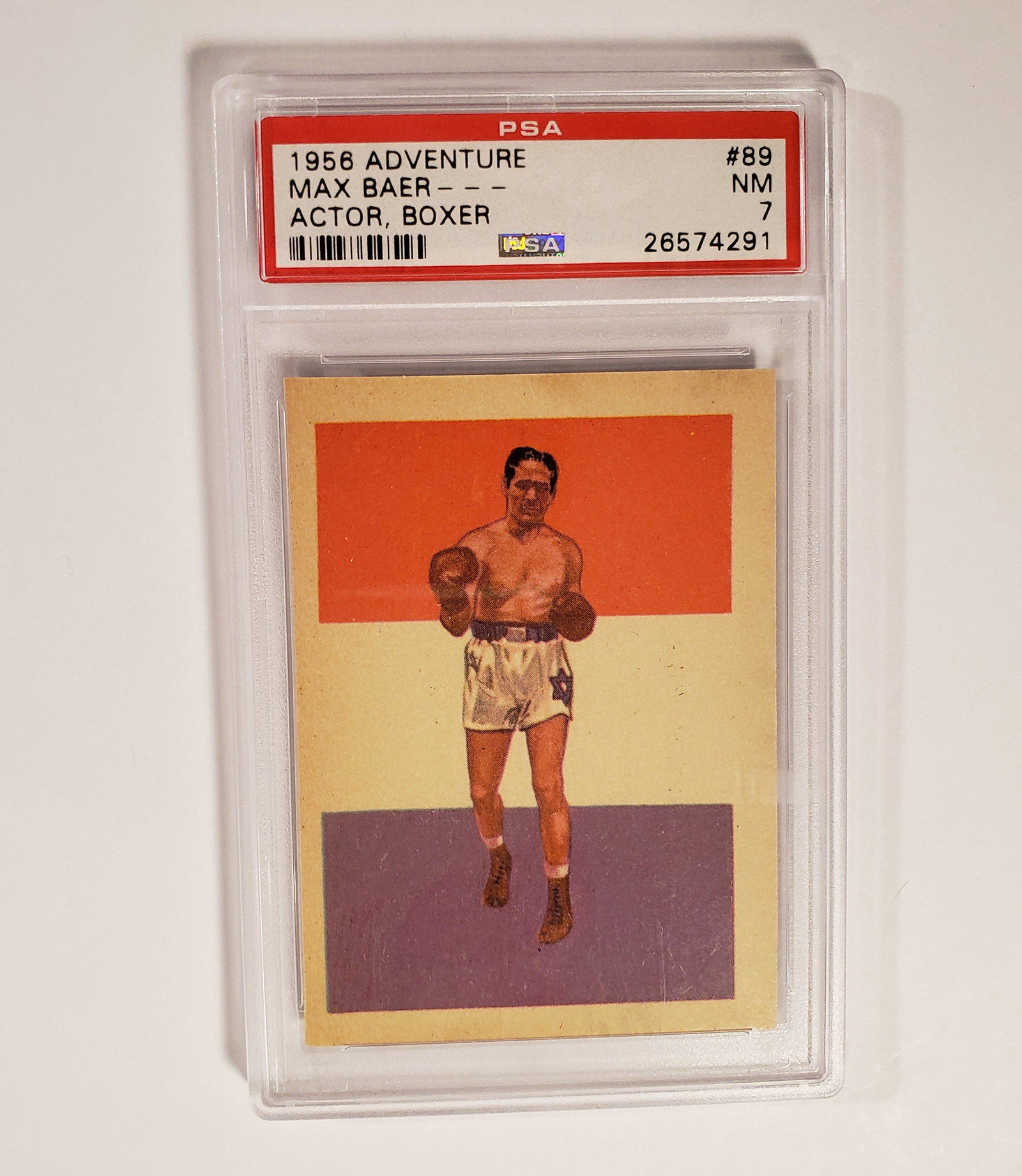 PSA GRADED 1956 ADVENTURE MAX BAER BOXER: PSA 9 MAX BAER CHAMPION BOXER 1956 ADVENTURE CARD