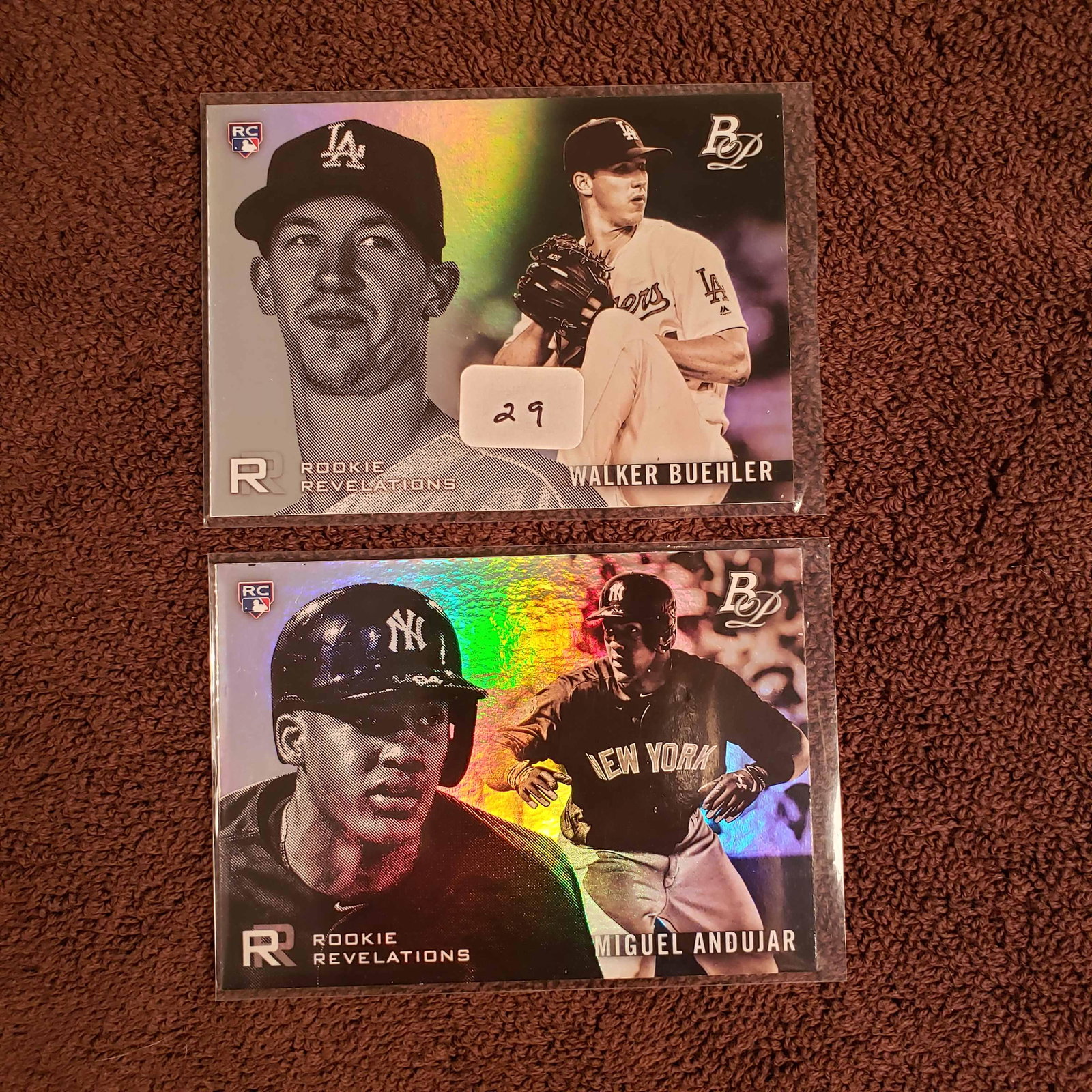 2018 BOWMAN PLATINUM ROOKIE CARDS: MIGUEL ANDUJAR AND WALKER BUEHLER ROOKIE CARDS