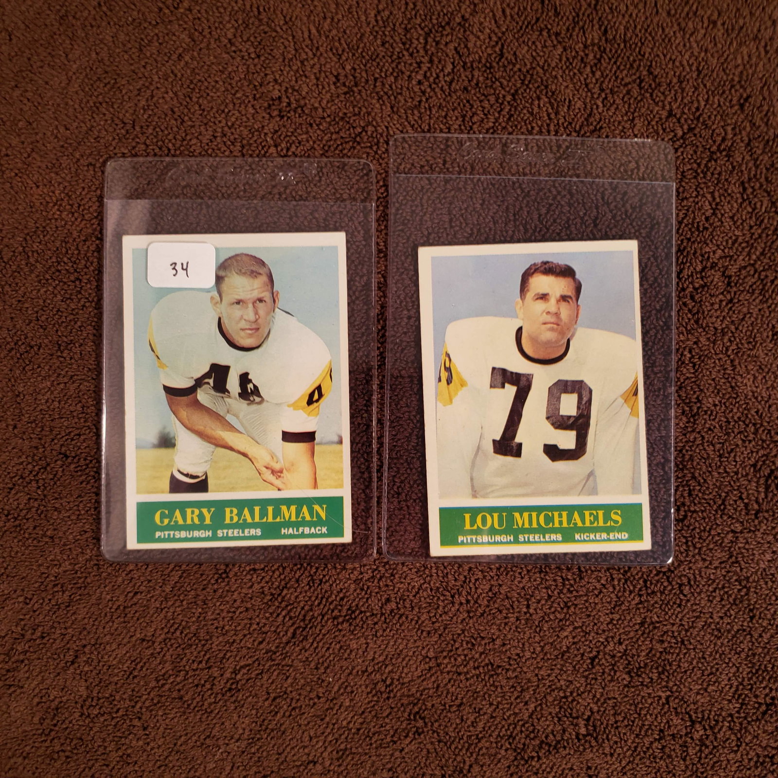 LOT OF 2 VINTAGE PITTSBURGH STEELERS FOOTBALL CARDS: 1964 Philadelphia #141 Gary Ballman RC & #147 Lou Michaels EX/EX+
