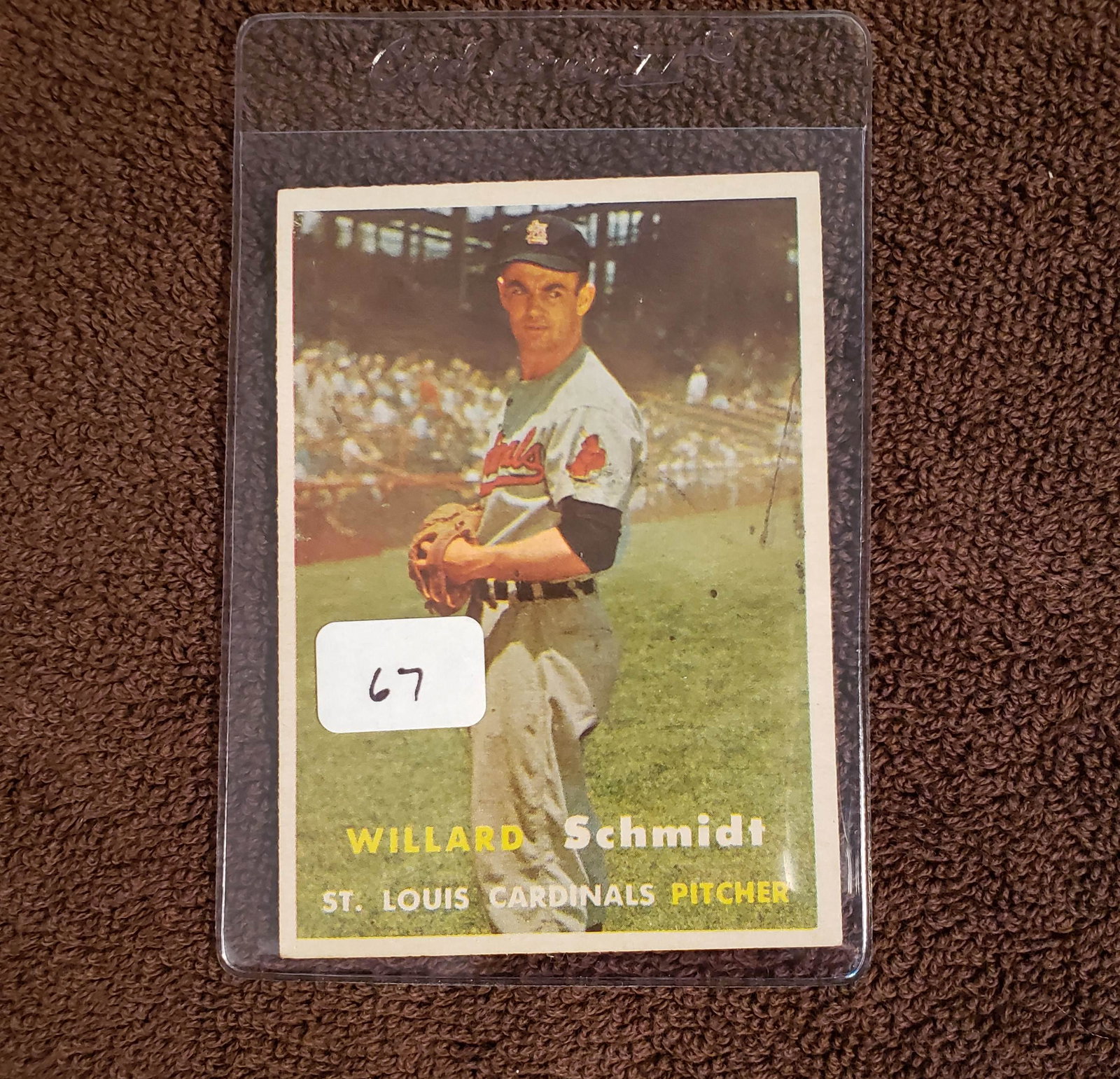 VINTAGE 1957 TOPPS BASEBALL CARD EXMT: 1957 Topps #206 Willard Schmidt ST. LOUIS CARDS EX+