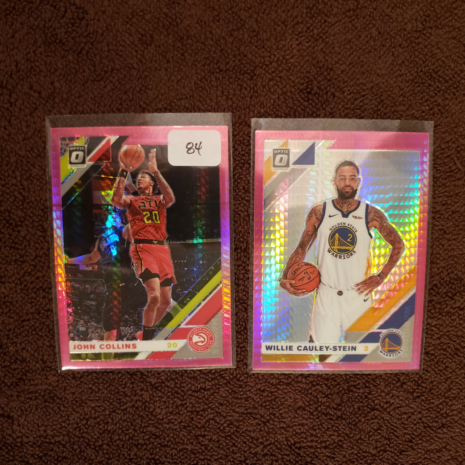 2019-20 PANINI OPTIC PINK HYPER PRIZM SPS: JOHN COLLINS AND WILLIE CAULEY-STIEN PINK HYPER HOLO PRIZMS