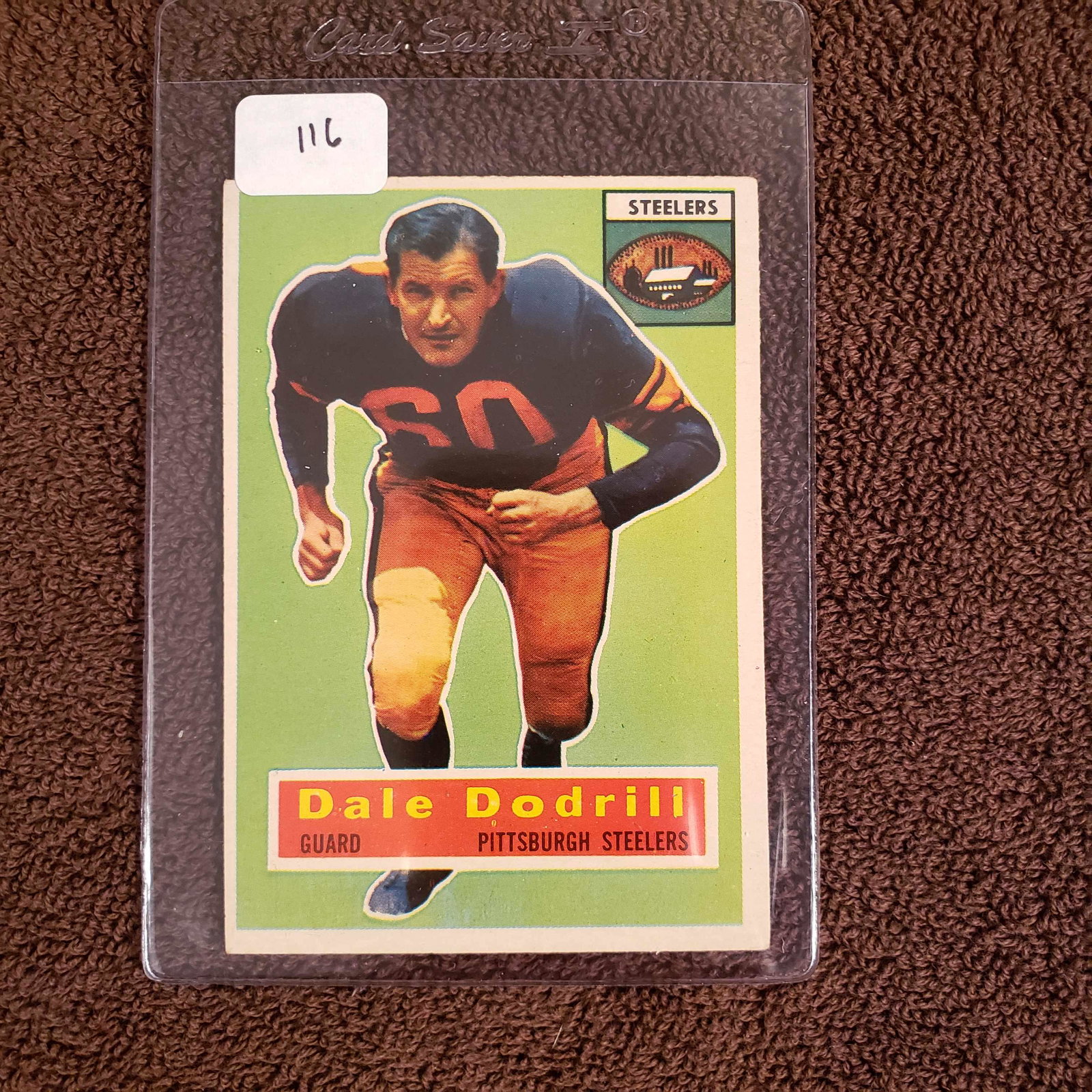VINTAGE 1956 TOPPS FOOTBALL CARD MID-HI GRADE: 1956 Topps #111 Dale Dodrill PITTSBURGH STEELERS EXMT