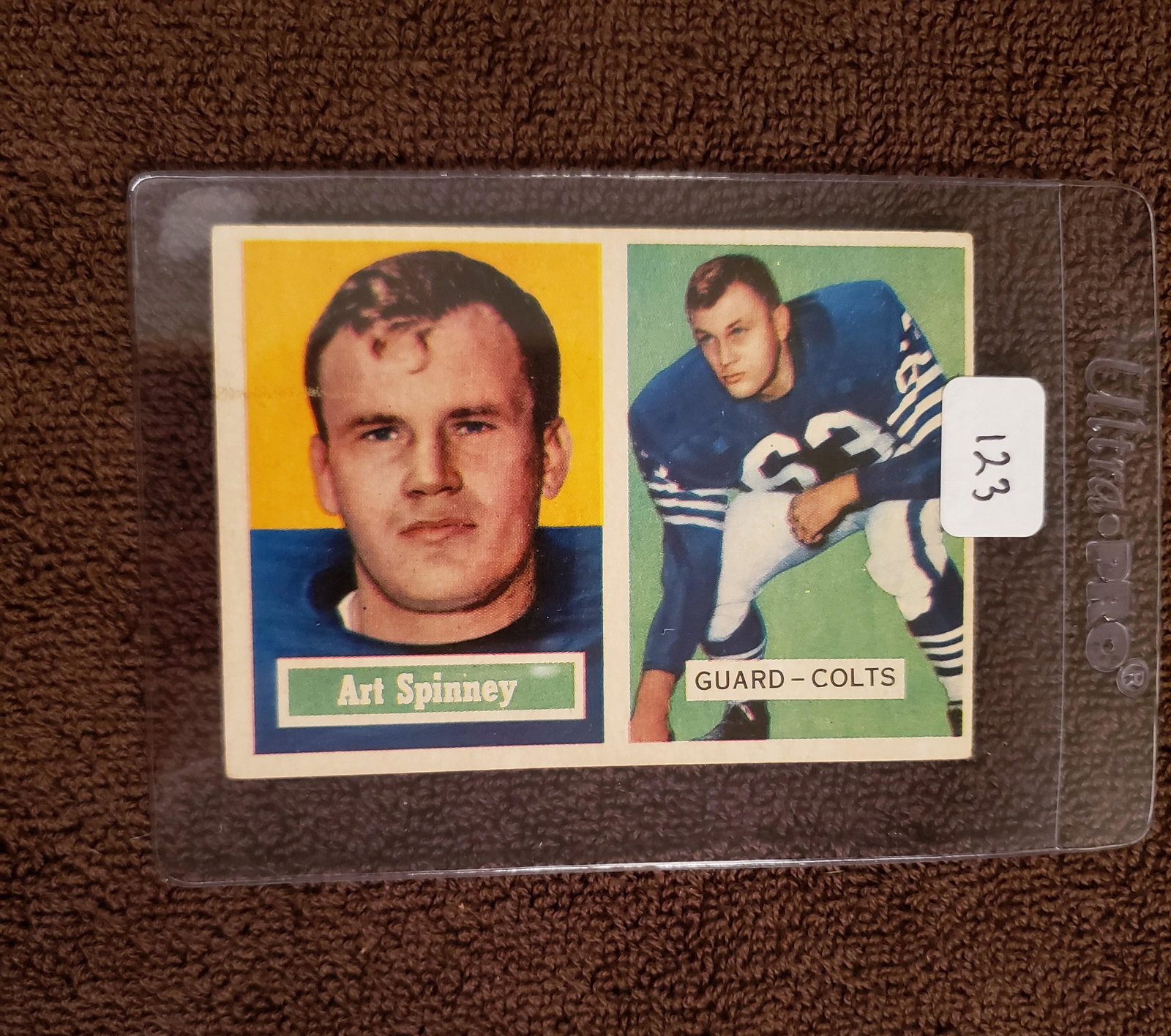 VINTAGE 1957 TOPPS FOOTBALL CARD MID-HI GRADE: ART SPINNEY BALT. COLTS