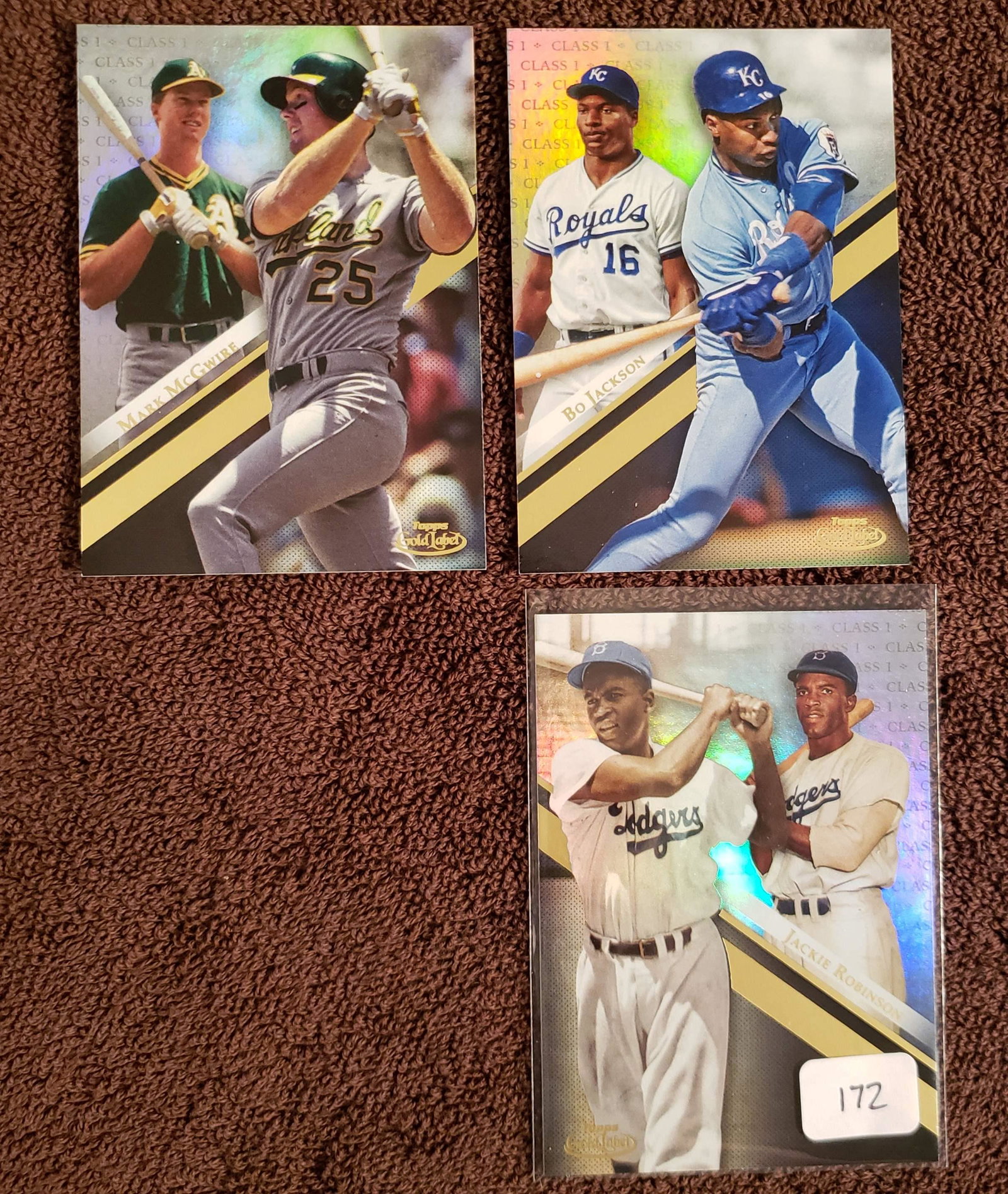 2019 TOPPS GOLD LABEL CLASS 1 LEGENDS LOT: JACKIE ROBINSON, MARK MCGWIRE, BO JACKSON