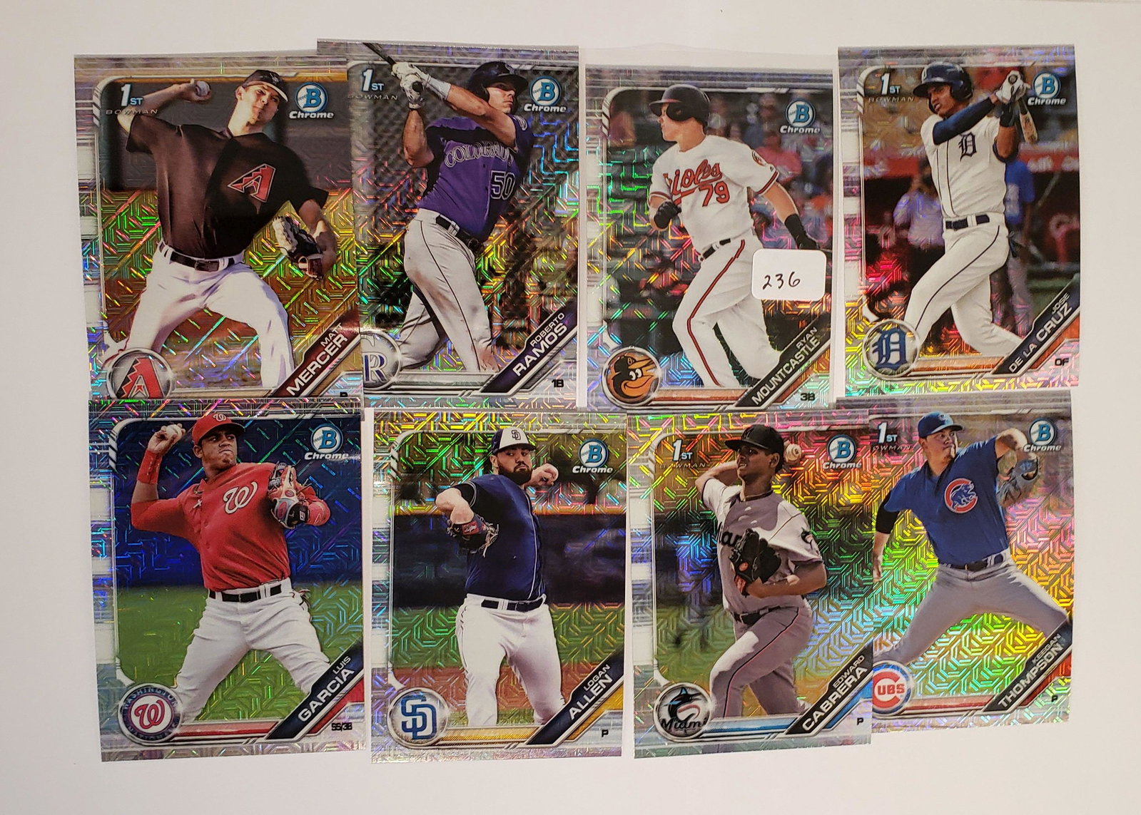 2019 BOWMAN CHROME MOJO REFRACTORS: KEEGAN THOMPSON, RYAN MOUNTCASTLE, JOSE DE LA CRUZ TIGERS